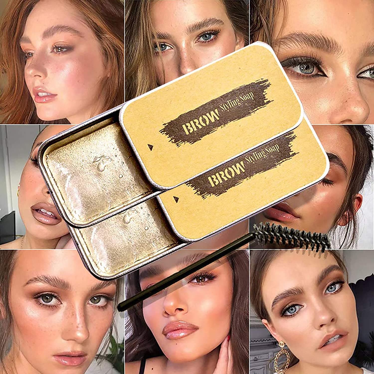 Eyebrow Soap Kit, Brows Styling Soap, Brows Gel Styling Pomade for Natural Brows,Long Lasting Waterproof Smudgeproof,3D Feathery Brows Makeup Balm