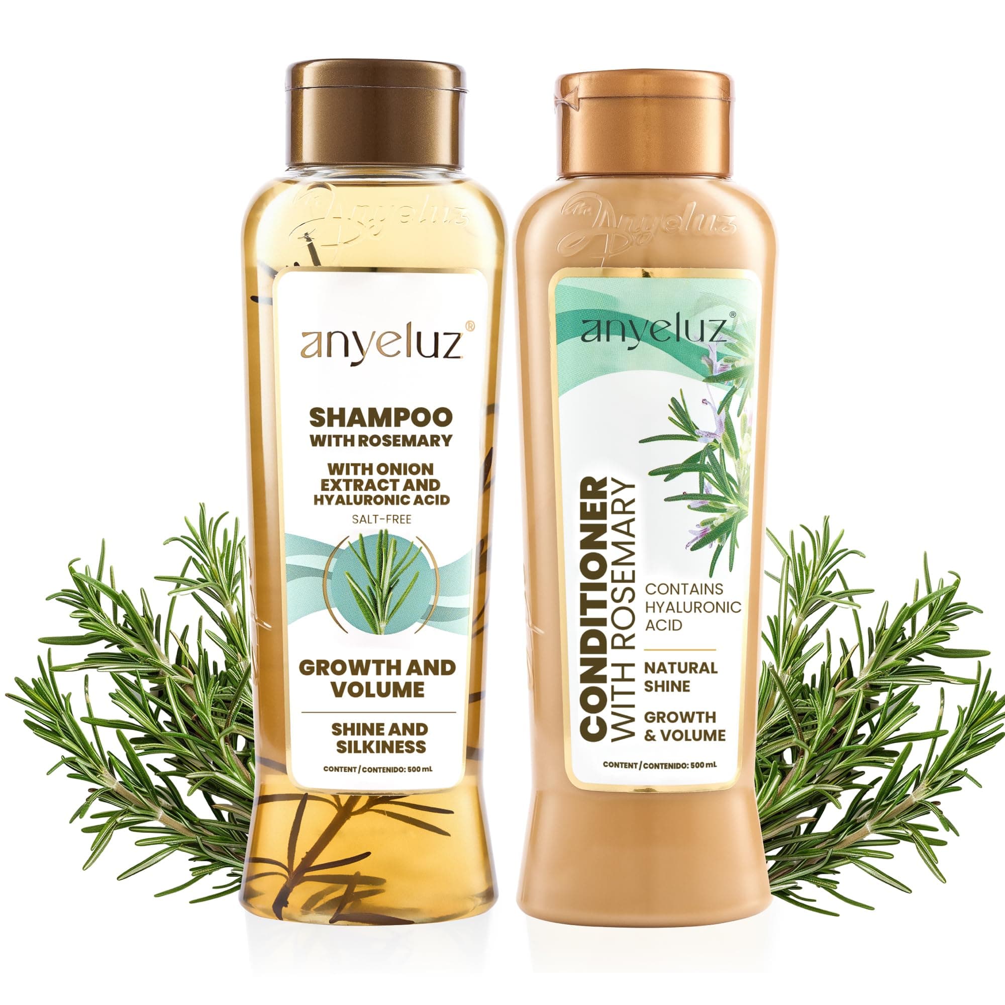 Rosemary Shampoo and Conditioner Set - With Hyaluronic Acid and Natural Extracts, Strengthens and Hydrates Hair for Shine and Vitality - ¡Tu Cabello Fuerte!