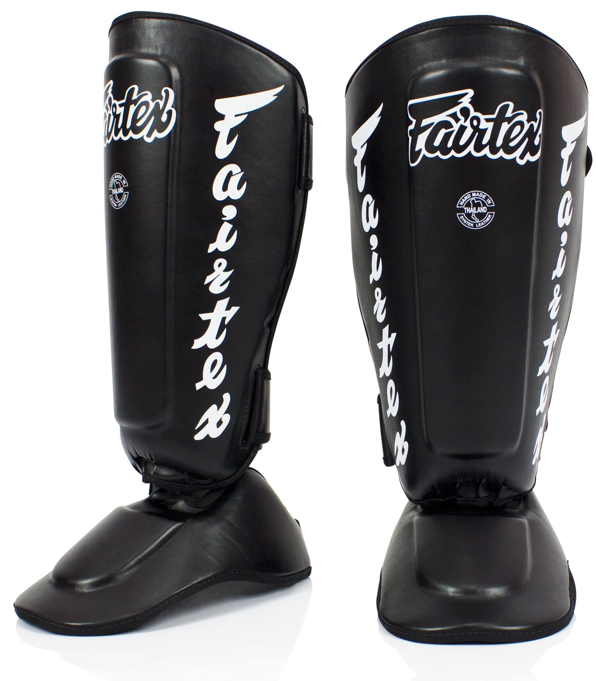 Fairtex SP7 Muay Thai Schienbeinschützer für Herren, Damen, Kinder | aus Syntek-Leder und hochwertig, leicht und langlebig | Abnehmbarer Schienbein- und Fußschutz