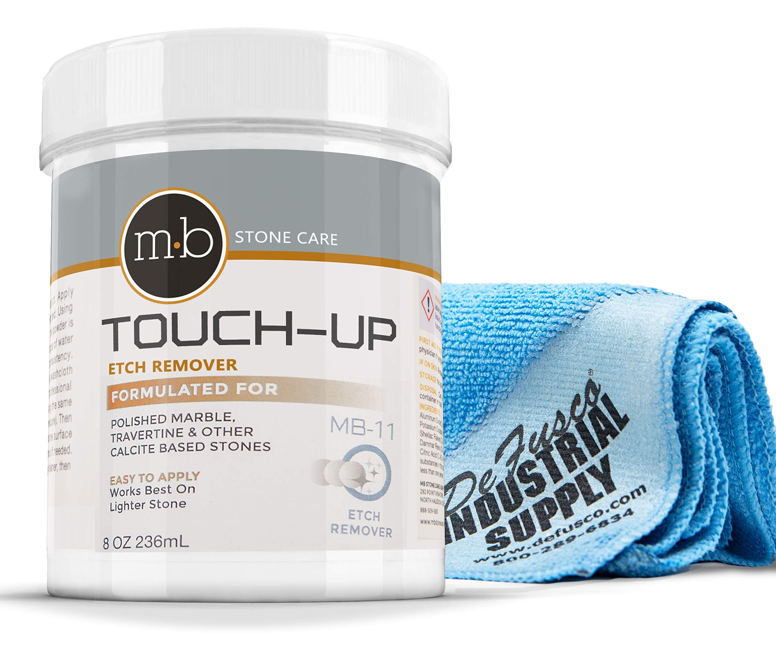 Marble Polishing Powder - MB-11 8oz Marble Polish - 16x16 Microfiber Cloth - BUNDLE - 2 Items