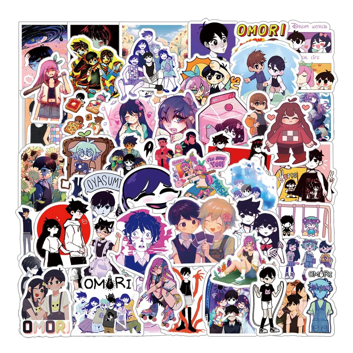 62Pcs Cool Omori Game Stickers Pack, Horror Aesthetic Vinyl Waterproof Decal for Water Bottle, Laptop, Phone, Scrapbook, Journal for Kids Teens Adults Toddler for Party Supply Favor Decoration…