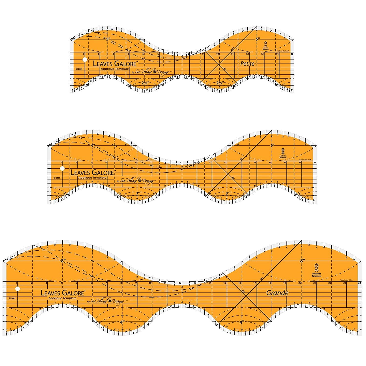 Leaves Galore 3-Piece Template Set - Grande, Norme, and Petite