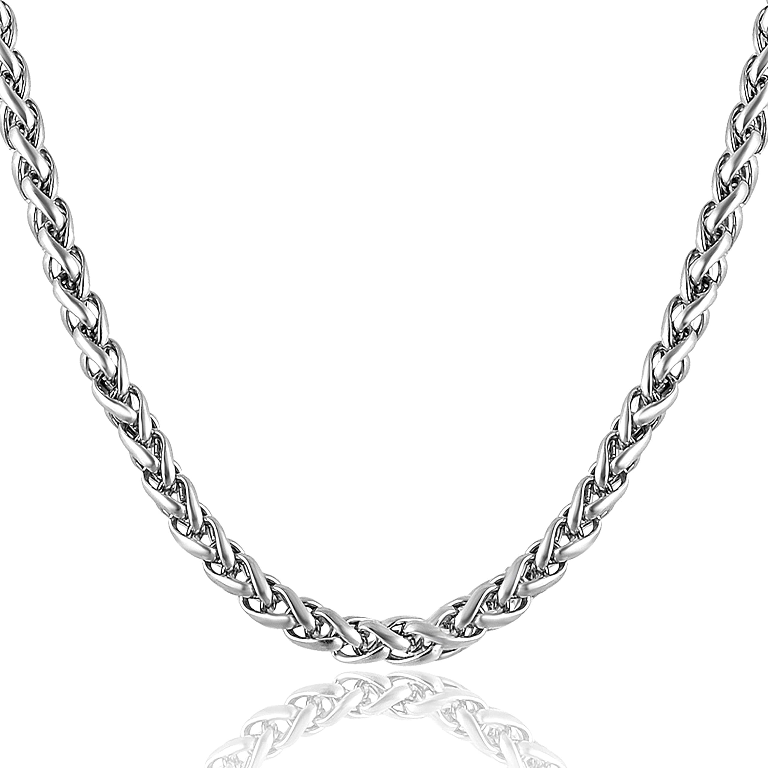 Chain for Men boyfriend Jewellery Stainless Steel Valentine Long Chain Gents Platinum Necklace Silver Chain for Men Boys Stylish -CN9136 (Silver White)
