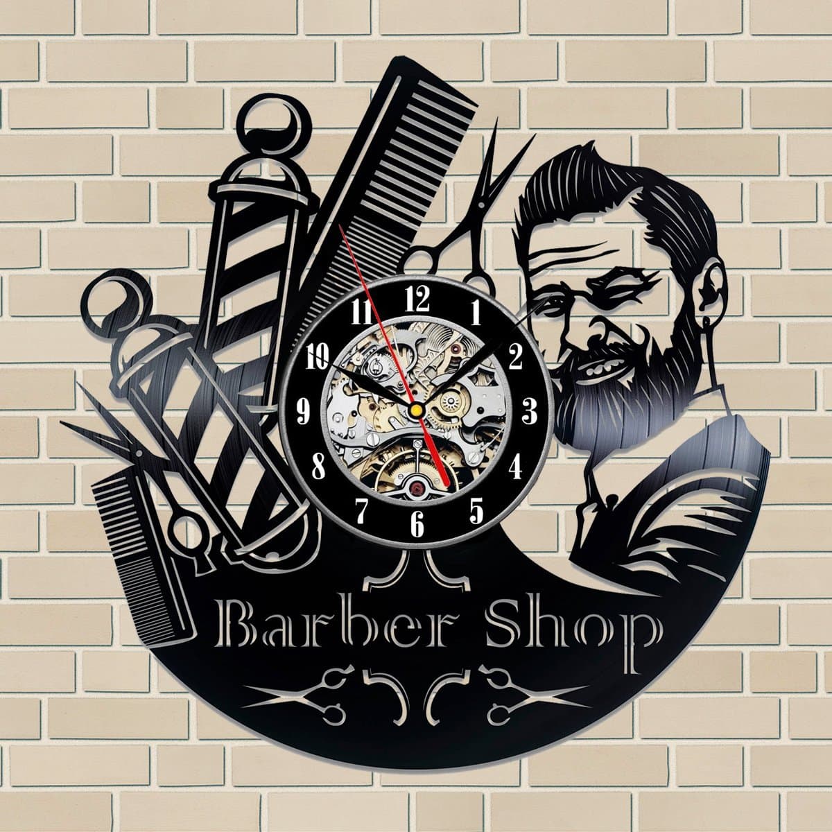 Barber Shop Gift Vinyl Record Wall Clock Fan Black Room Idea …