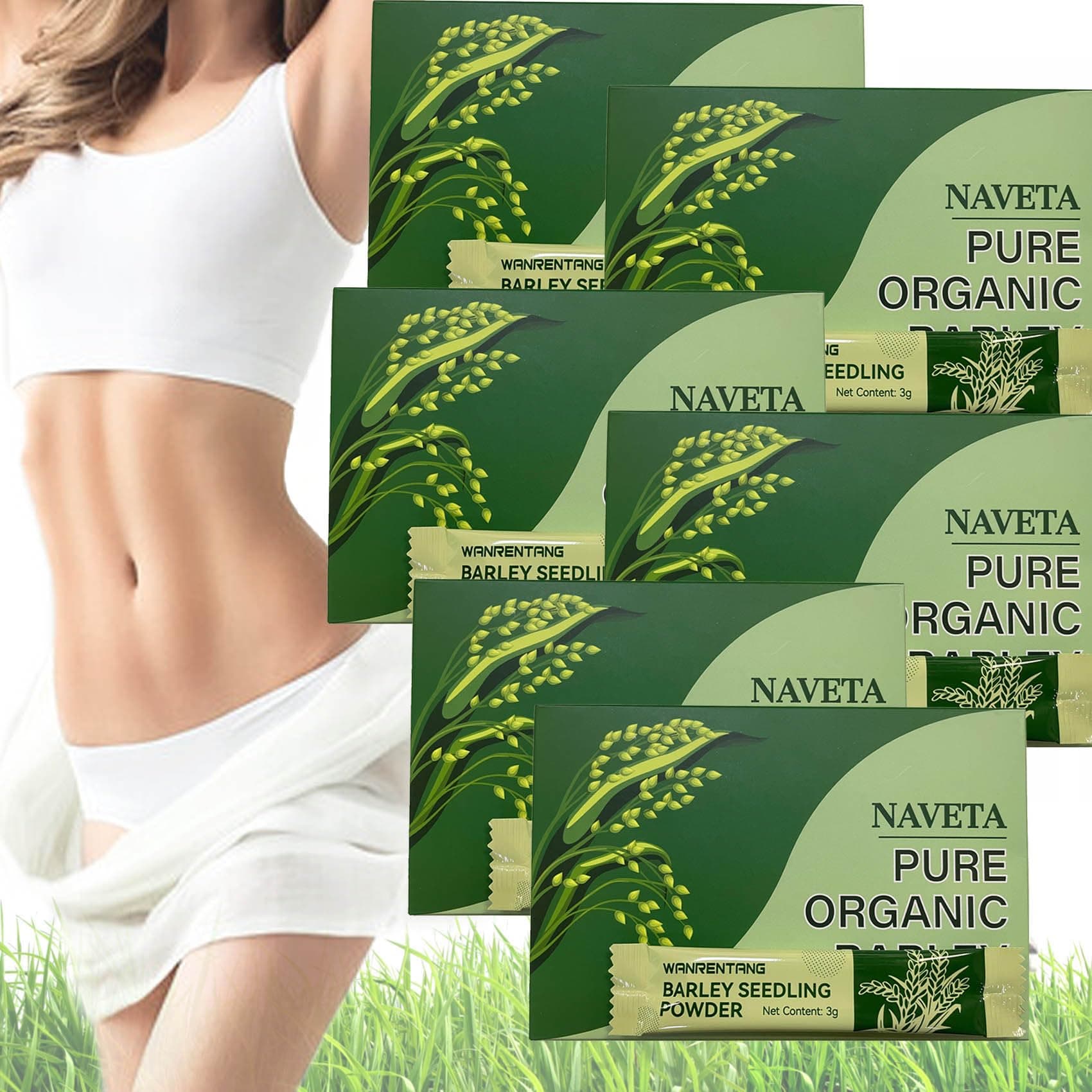 Naveta Barley Grass Powder 100% Pure & Organic, 2023 New Barley Grass Powder Organic, Barley Grass Juice Powder Organic, Naveta Pure Organic Barley, Keep Nutrients Intact, Be Good for Health (6Box)