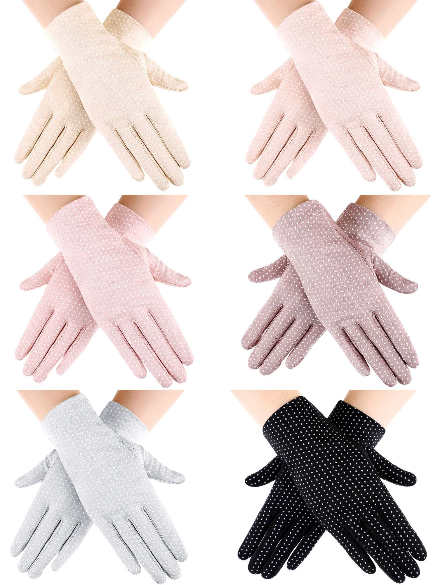 6 Pairs Women Summer UV Protection Gloves Touchscreen Driving Gloves Non-Slip Sun Protective Gloves