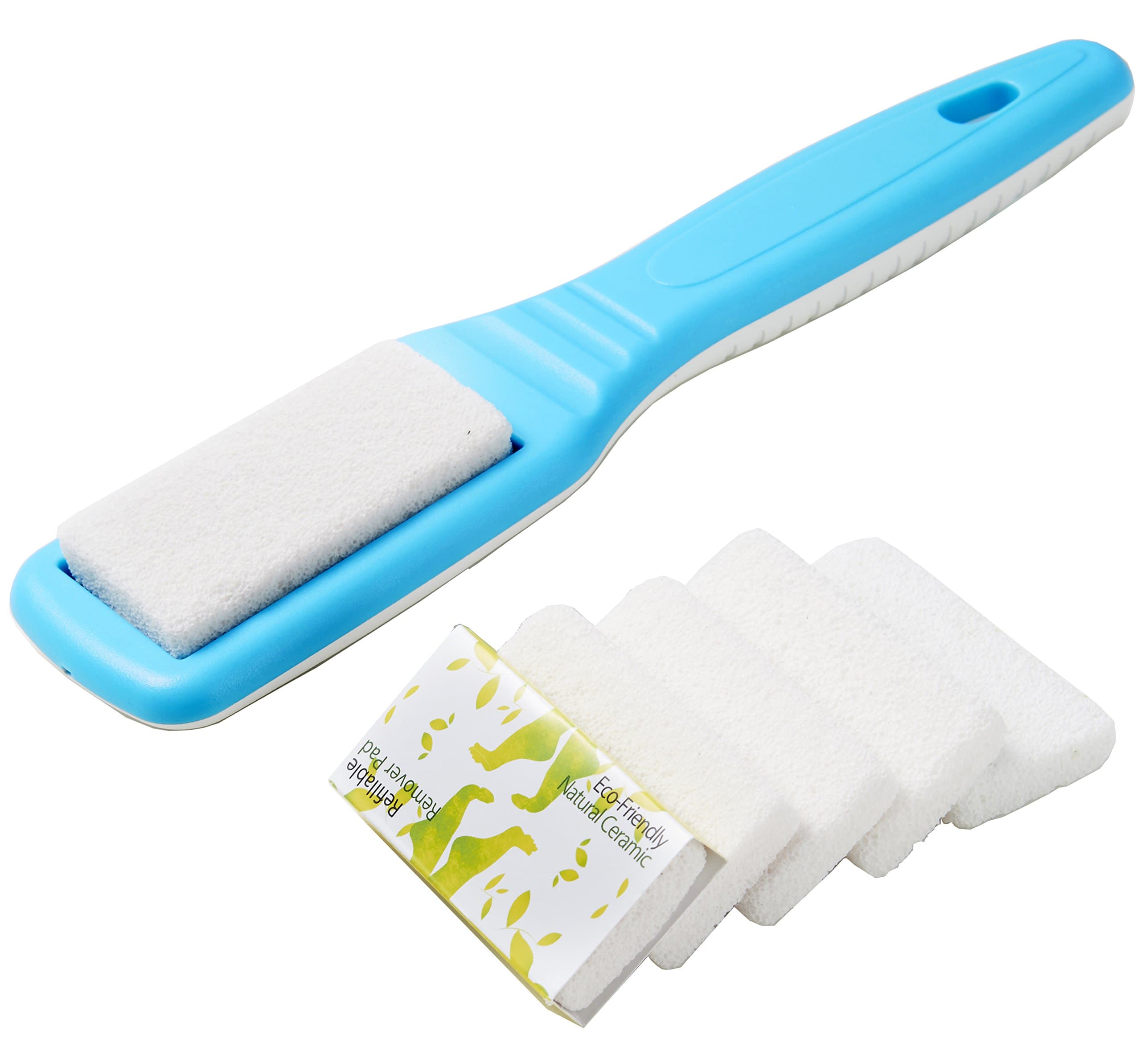 CERAFOAM Callus Remover Pedicure Foot File Rasp Foot Scrubber Corn Remover Tool - Perfect Foot Care for Cracked Heels +6 pcs Refill pads included (Blue)