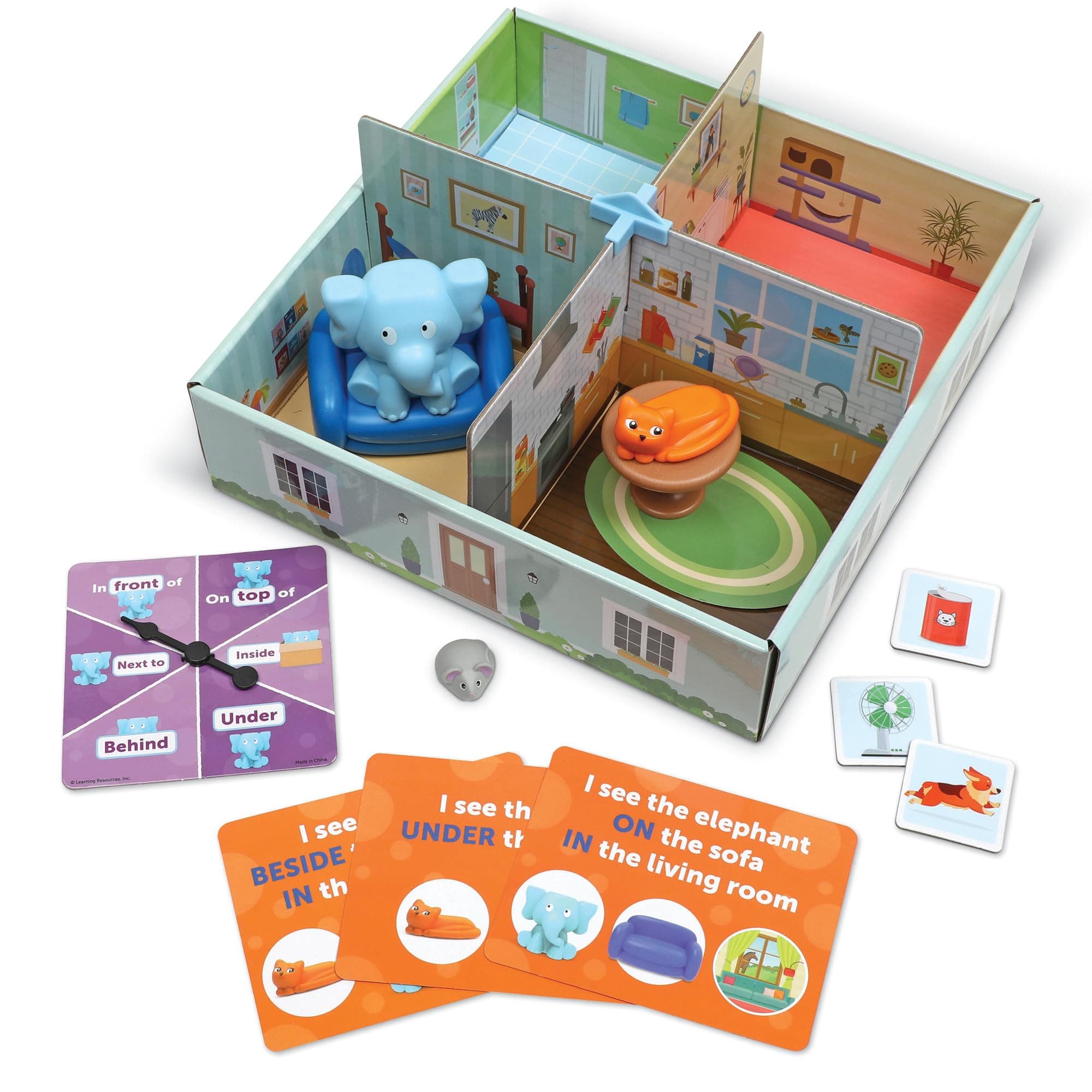 Learning Resources Elephant in The Room Positional Word Activity Set - Educational Games for Kids Ages 4+, Speech Therapy Tools,Word Games for Kids