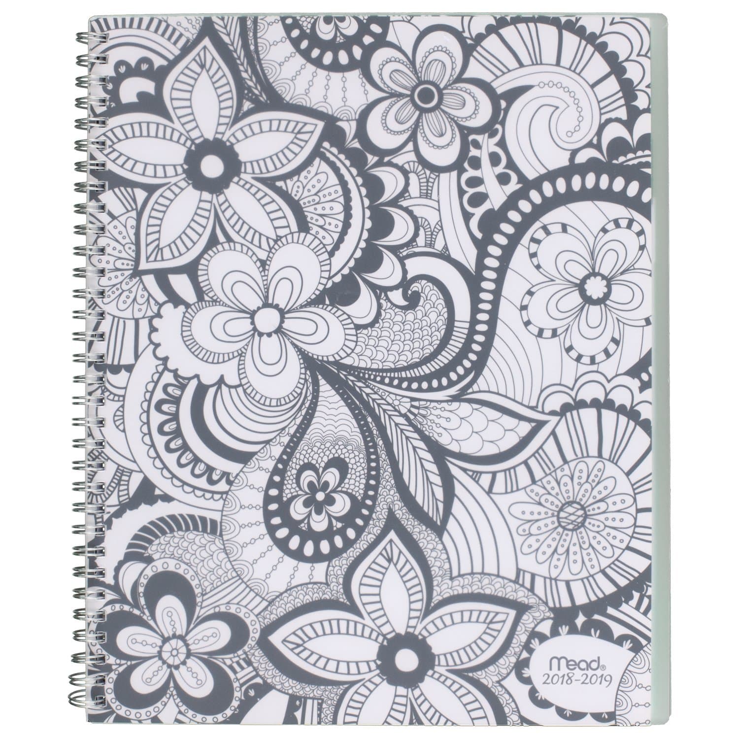 Mead 2018-2019 Academic Year Weekly & Monthly Planner, Large, 8-1/2 x 11, Zendoodle, Paisley (CAW604D2)