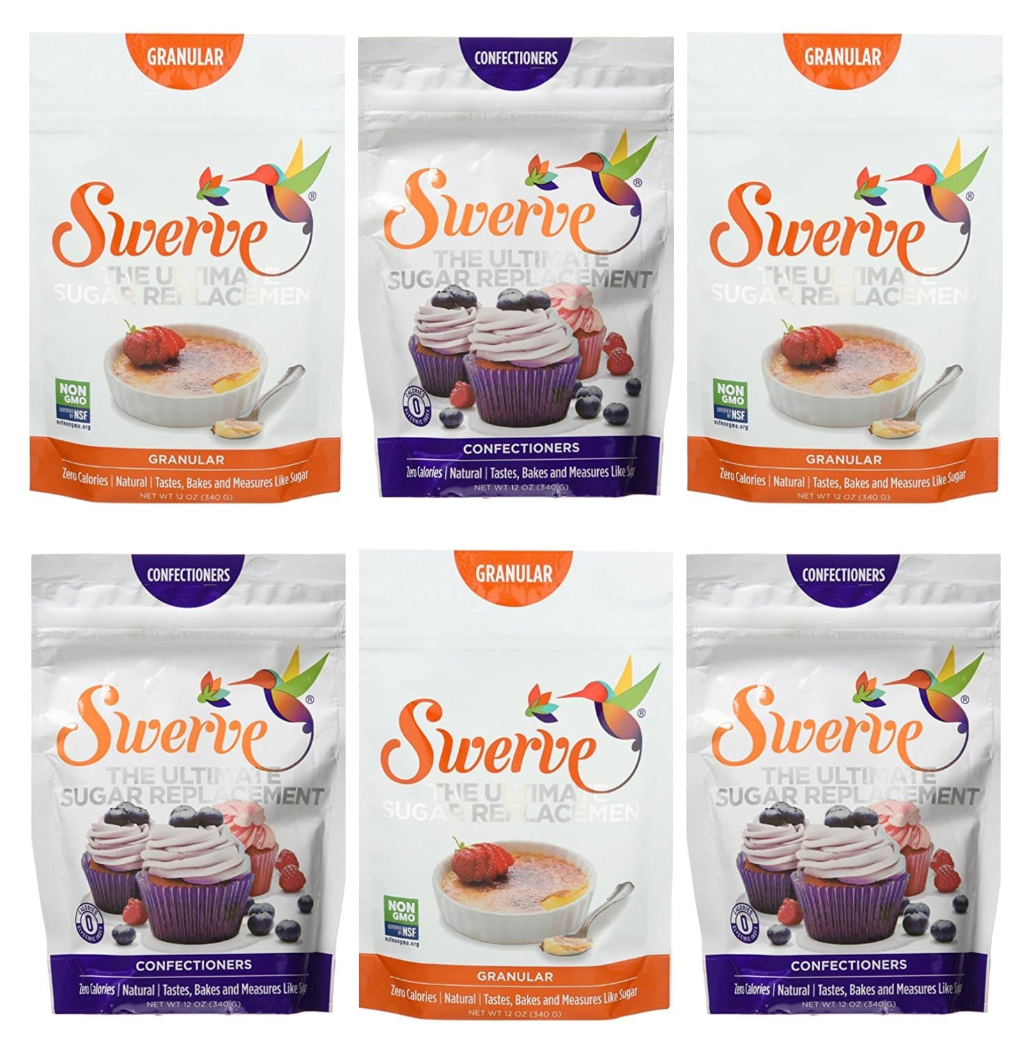 Swerve Sweetener, Confectioners, & Granular, Variety Pack (3 Of Each)