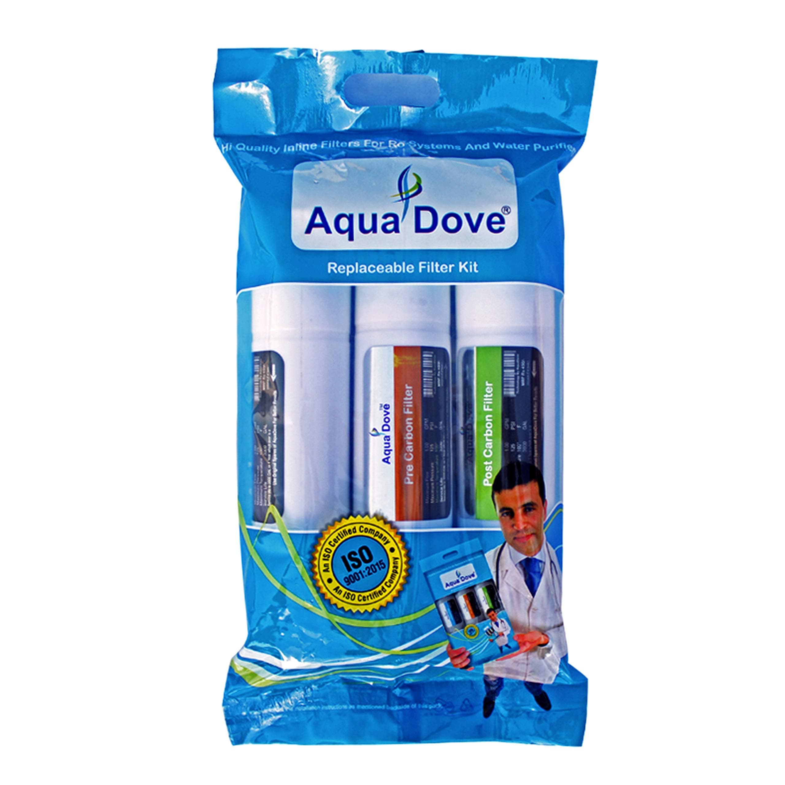 AQUA DOVE Inline Filter Set Quick Fit Push In for All Water Purifier - Pack of 1 | Food-Grade Plastic Construction & 5-Micron PP Net For Improved Water Quality | Kitchen Water Purifier Filter Set