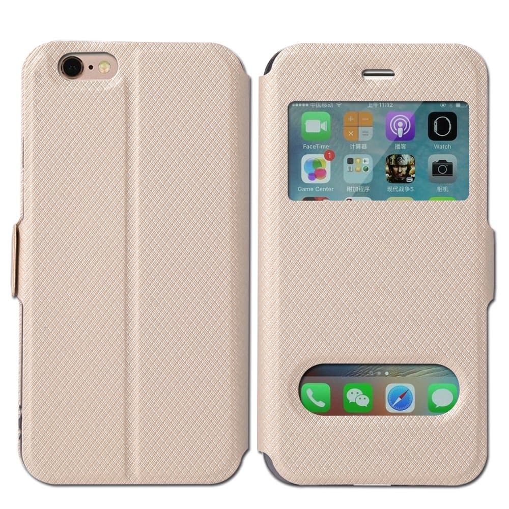 iPhone 6 plus Case / iphone 6S plus Case , JMPin [View Window] Flip Case Cover with Kickstand [Magnetic Closure] For Apple iPhone 6plus / 6Splus (iPhone 6 plus / 6S plus gold)