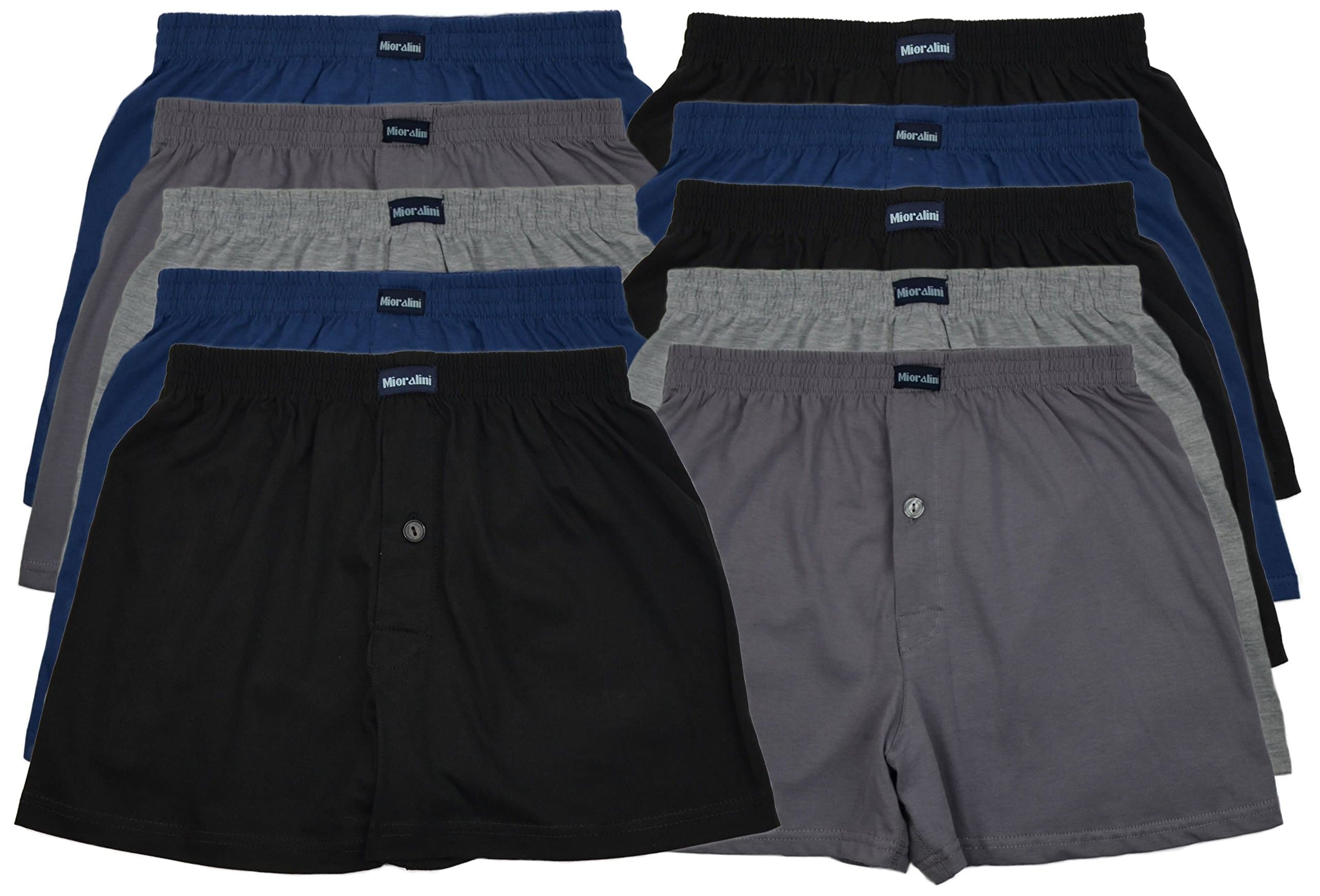 MioRalini 10 Knit Boxers 100% Cotton Classic and More Colors Soft Shorts for Men