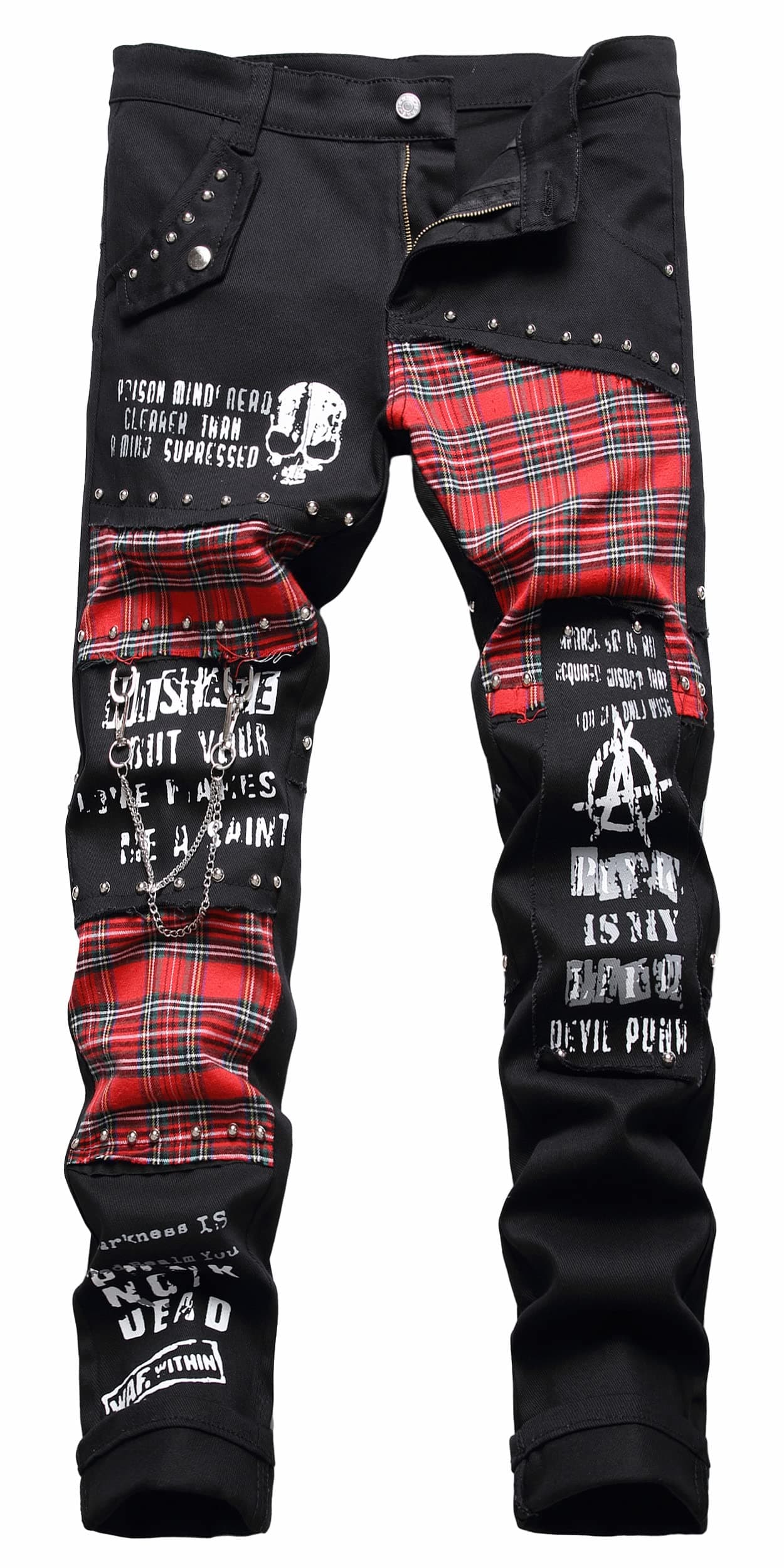 Enrica Men's Casual Printed Jeans Skinny Denim Pants