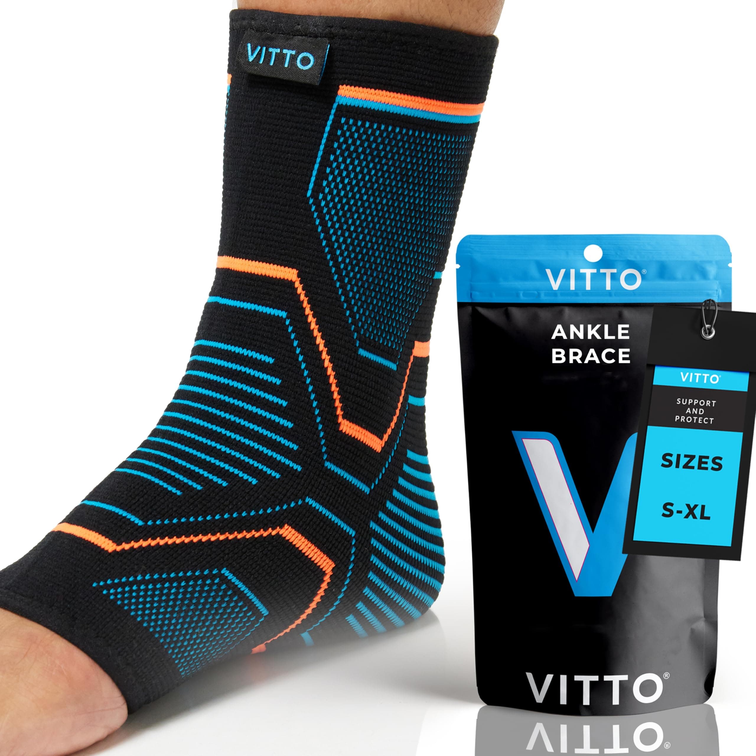 VITTO Multi Zone Ankle Compression Sleeve - Support for Sprain (Medium)