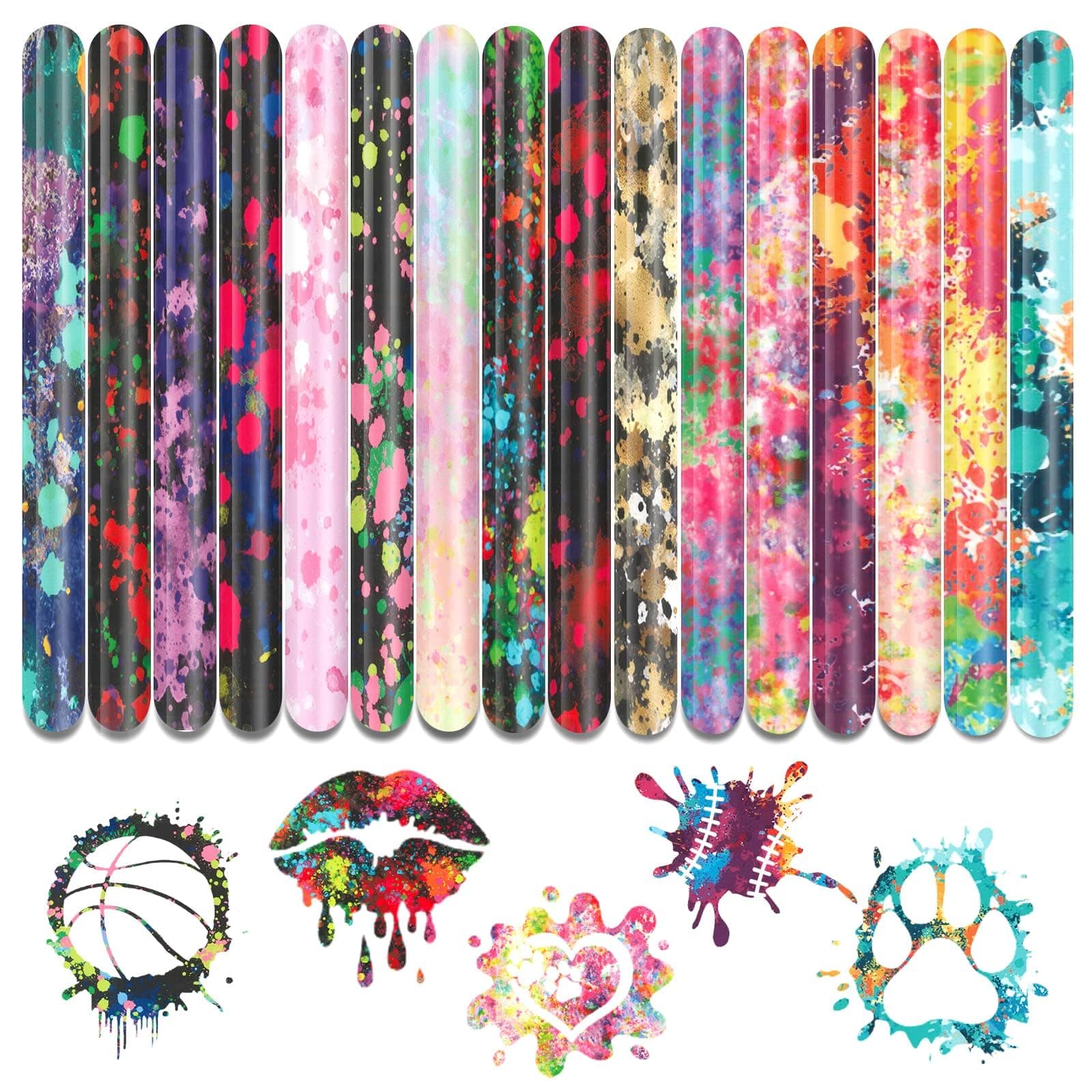 Tintnut Splash Heat Transfer Vinyl - 16 Sheets 10x12 Inch HTV Ink Watercolor Iron On Vinyl for T-Shirts Hats Clothes