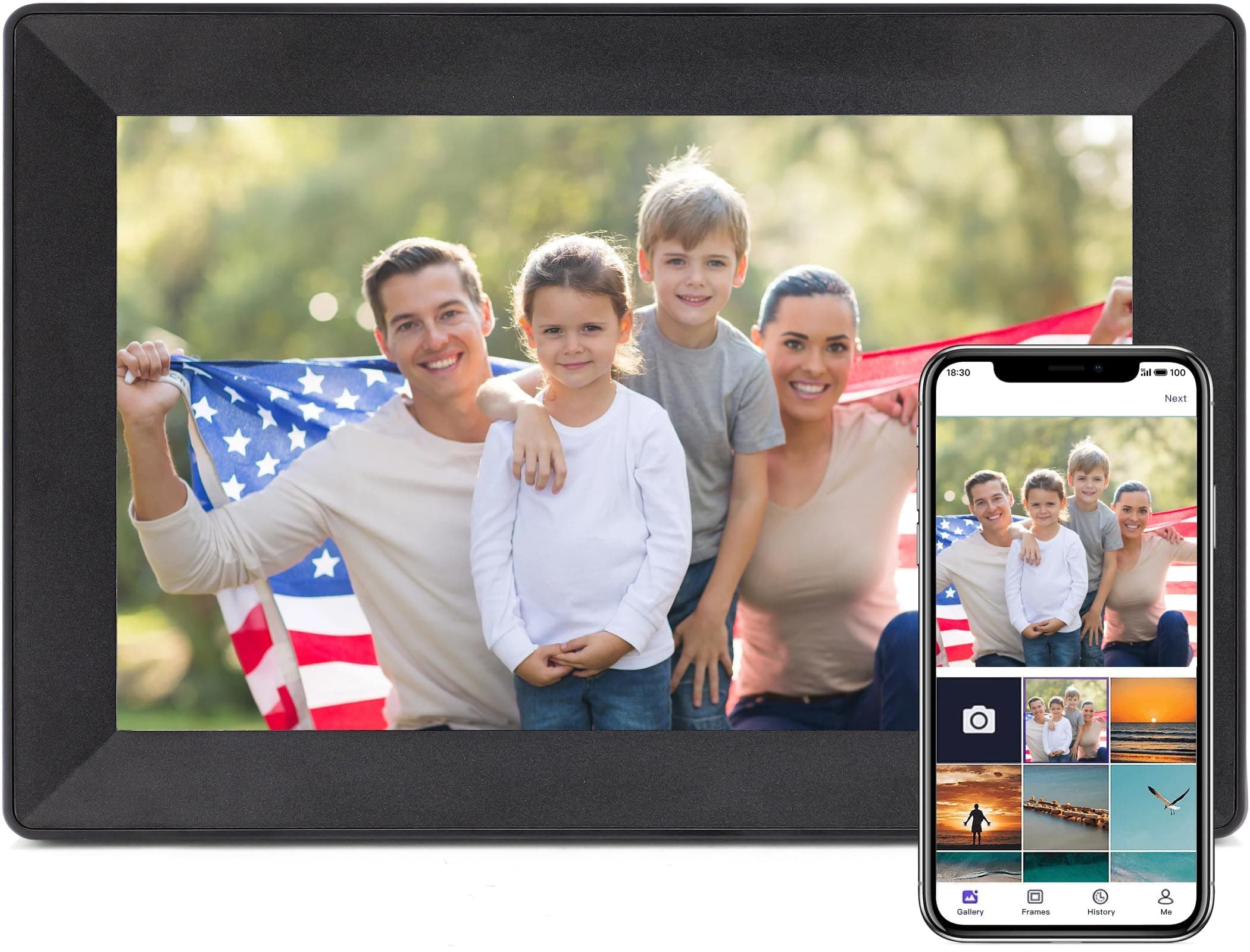 Uhale 10.1" Digital Picture Frame 1280x800 IPS HD Touch Screen Digital Frame, Auto-Rotate,16GB Storage,Digital Photo Frame Easy Via Uhale App Send Photos and Videos-Gift to Family and Friends