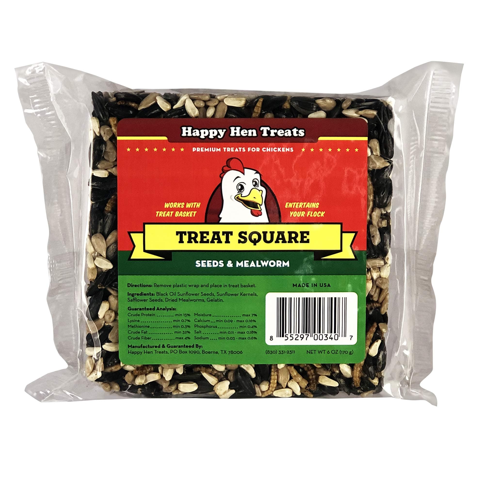 Happy Hen Treats6 Oz. Square-Mealworm And Seed, 4.25" By 4.25" By 1.25"