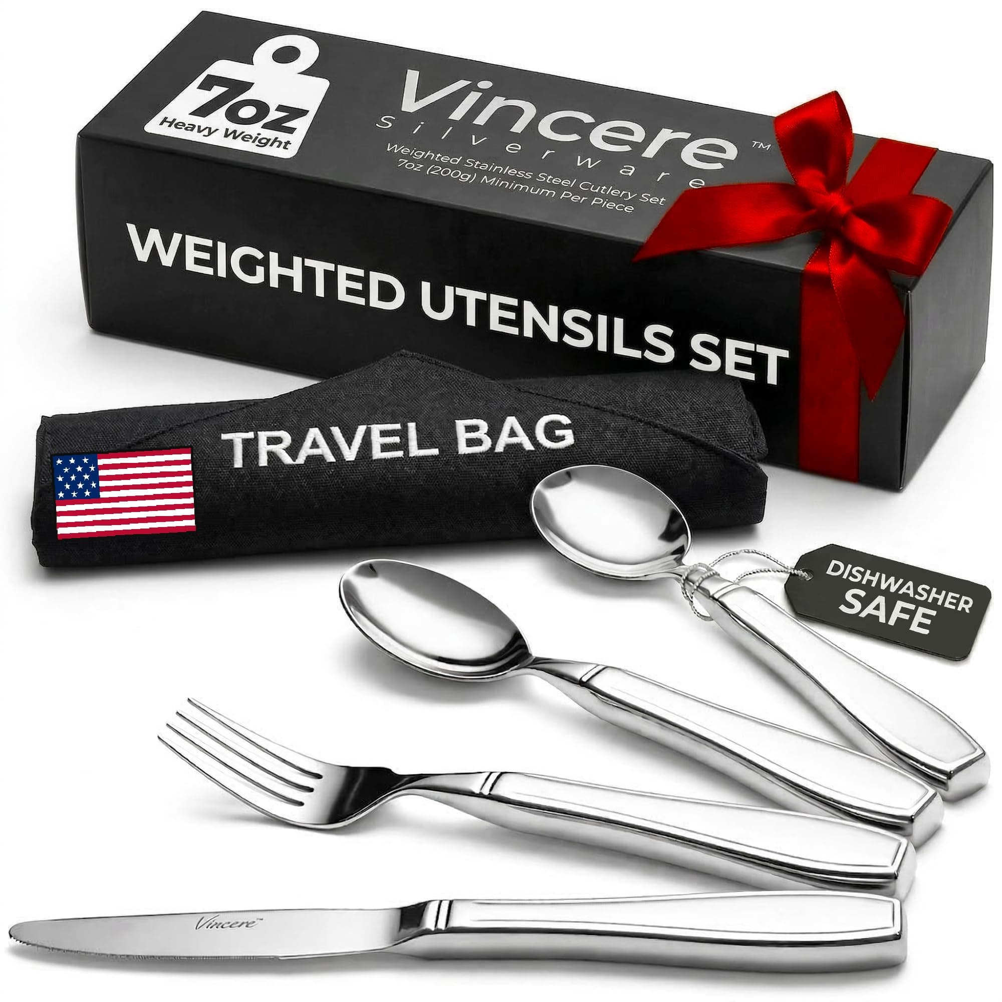 - Weighted Utensils for Tremors and Parkinsons, Heavy Weight Stainless Steel Silverware Set, Adaptive Eating Flatware Helps Hand Tremors, Parkinsons Aids for Living, Arthritis - Knife, Fork, Spoons, 7oz