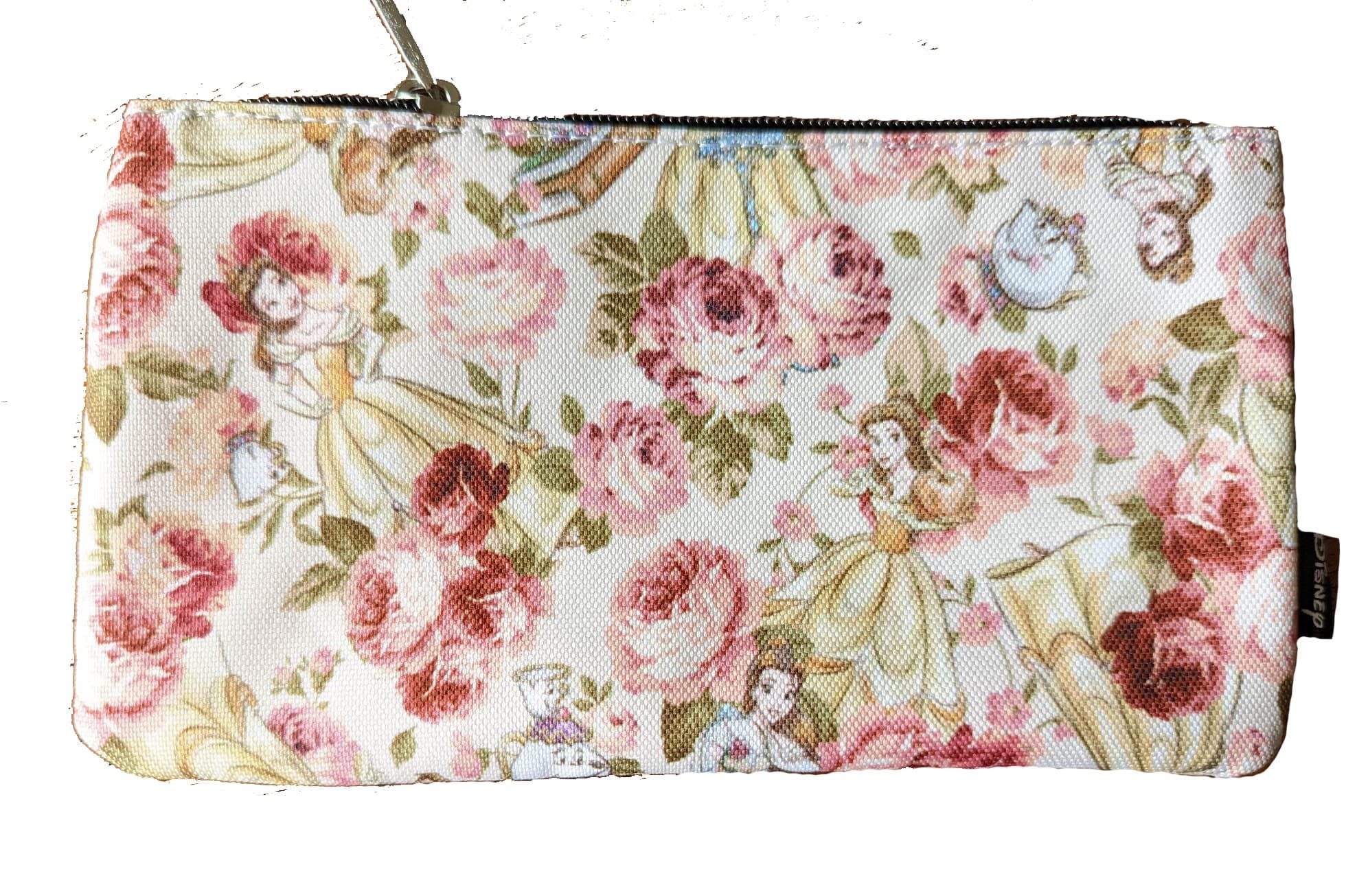 Belle Character Floral AOP Cosmetic Pouch, White, Yellow, Pink, One size