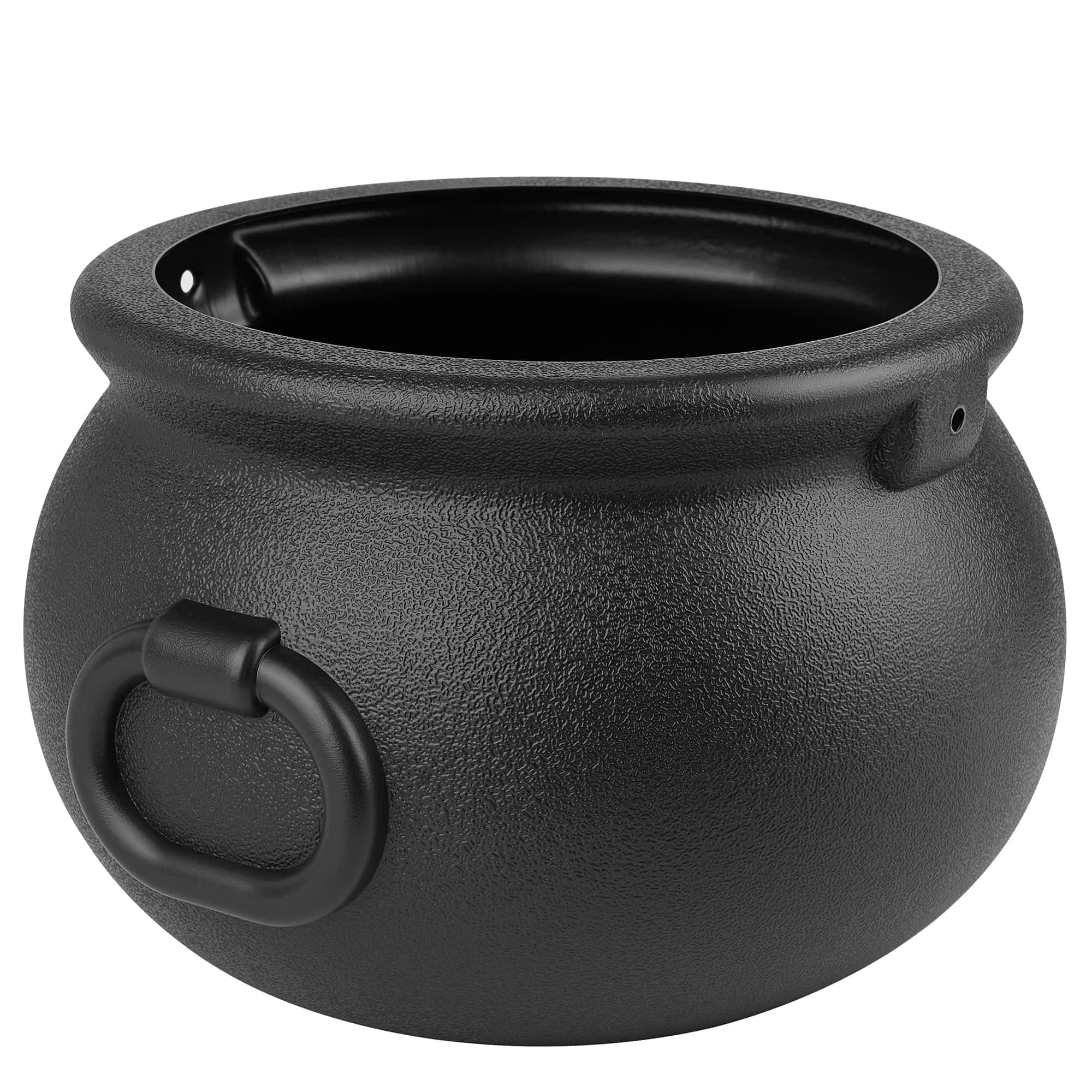 Glocamping 11" and 7.4” Package Large Easter Day, St. Patrick's Day, Halloween Black Plastic Witch Cauldron Kettle, Candy Holder, Party Favor Decoration