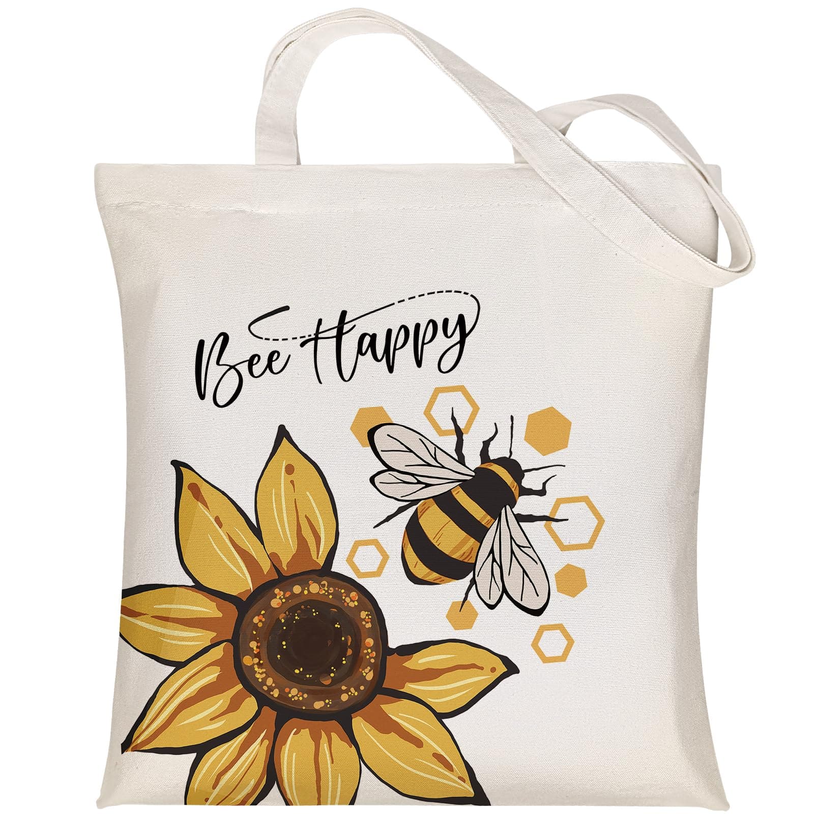 Louise Maelys Canvas Tote Bag for Women Cute sunflower bee Aesthetic cotton Shopping Women gift Reusable Grocery Bags