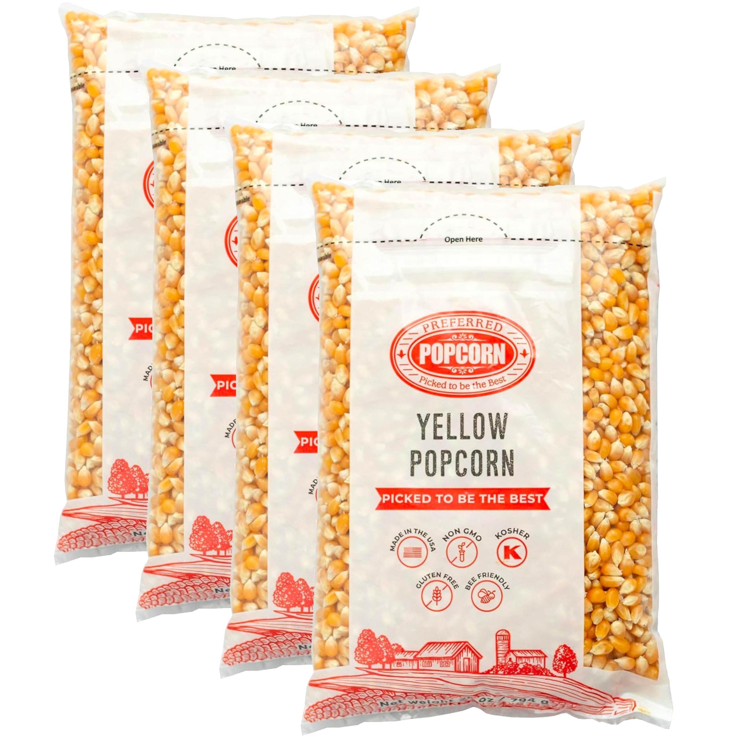 - Non-GMO Popcorn, 28 Ounce bag, Pack of 4, 30 Servings Per Bag