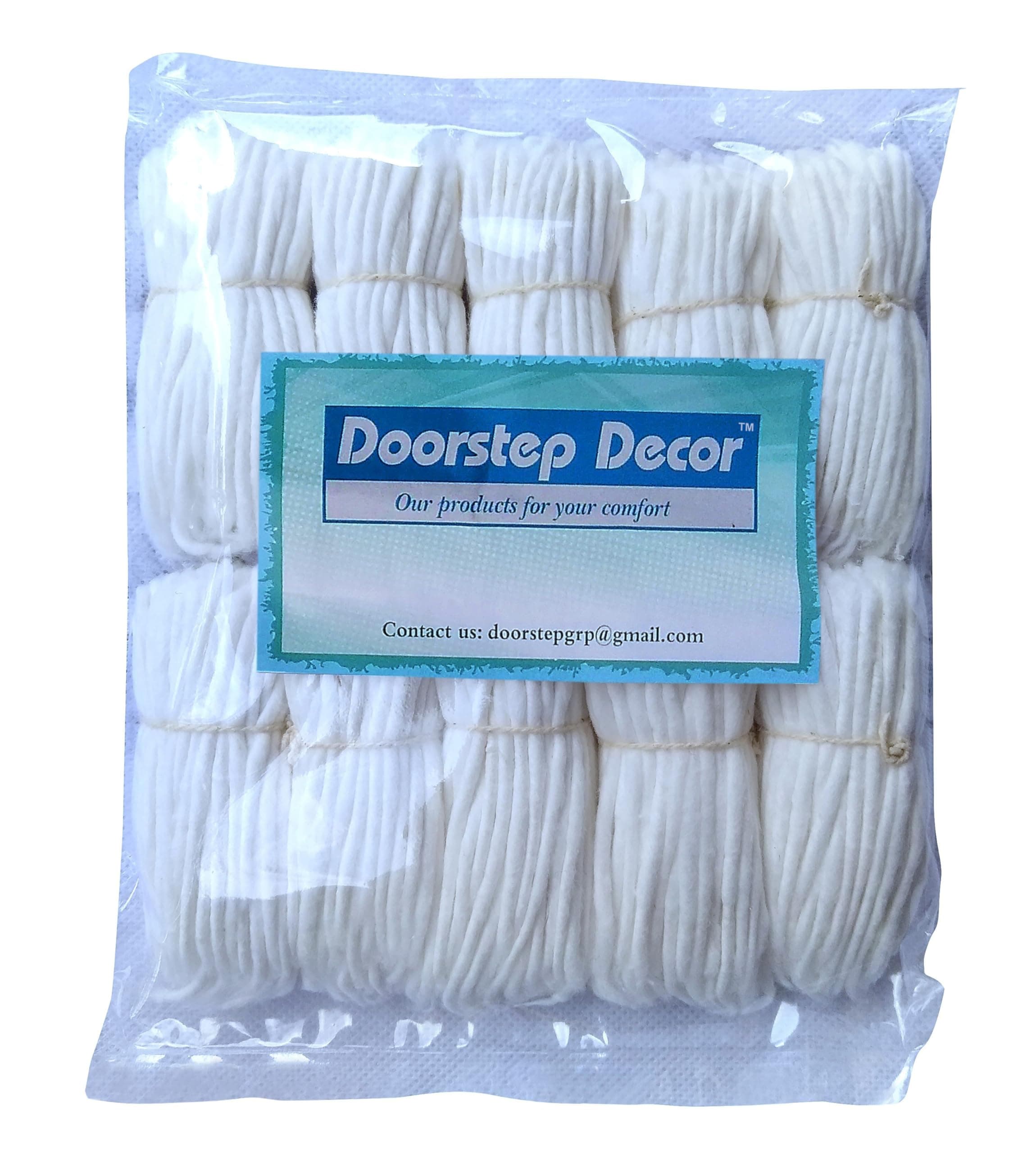 Doorstep Decor Pack Of 1000 Pieces Long Cotton Wicks/Diya Batti For Pooja. Colour - White, Length - 3.5 Inches