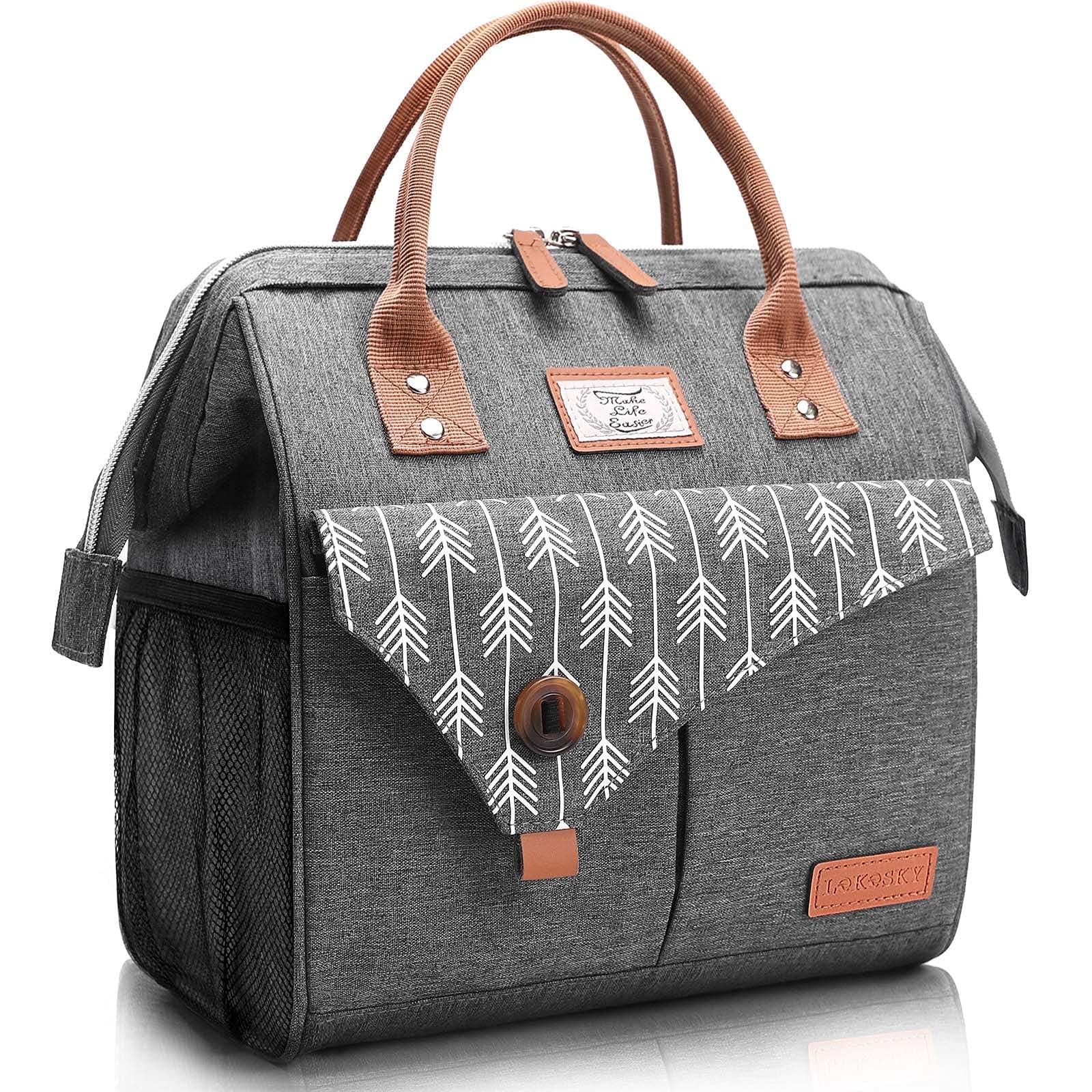 Lekesky 10L Insulated Lunch Bag for Women for Work Lunch Tote, Grey