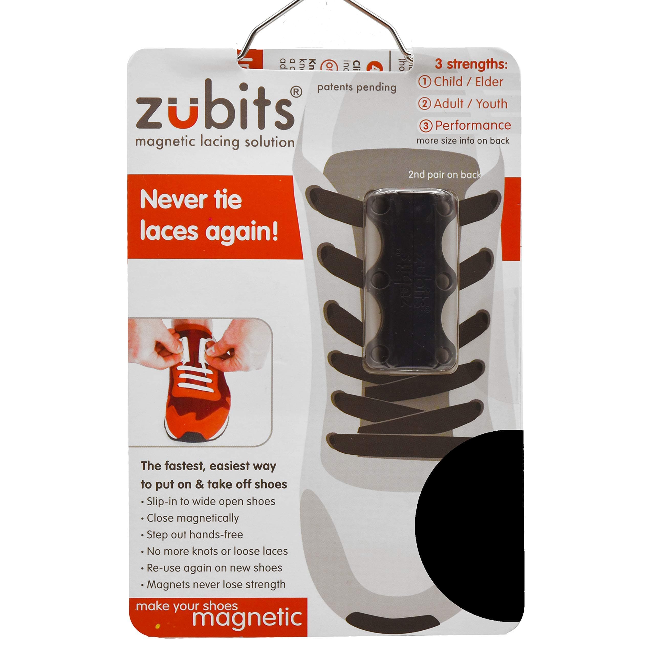 ZubitsMagnetic Lacing Solution, No Tie Easy Long-Lasting Shoelace Magnets (2 In Pack)