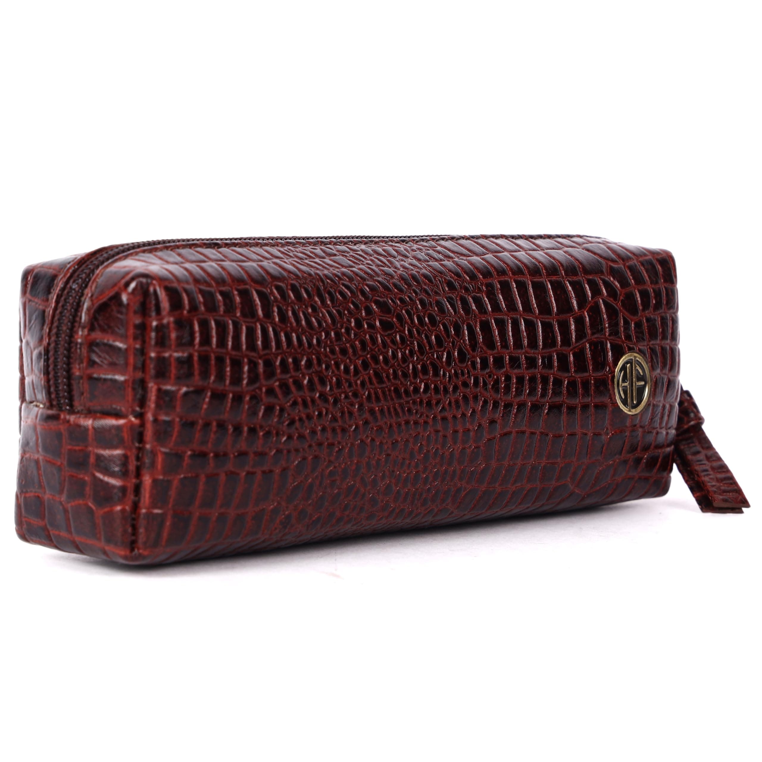 HAMMONDS FLYCATCHER Unisex Adult Genuine Leather Utility Pouch(UC501-TN) Croc Brown