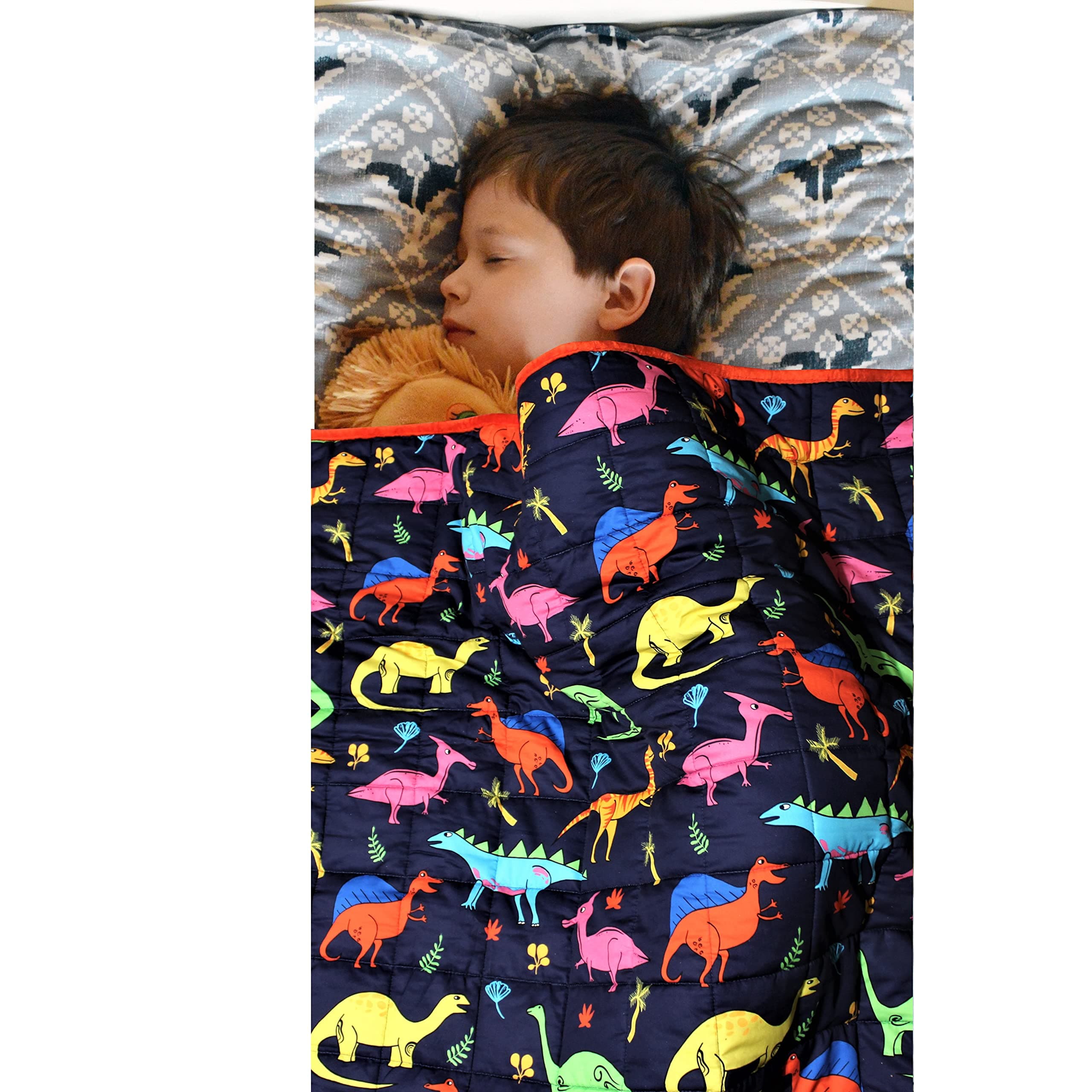 Weighted Blanket for Kids, Toddler - 5 lbs 36 x 48 inches - Dinosaur - Soft Minky Comforter, Throw for Children Bed, Helps with Calming, Sleeping