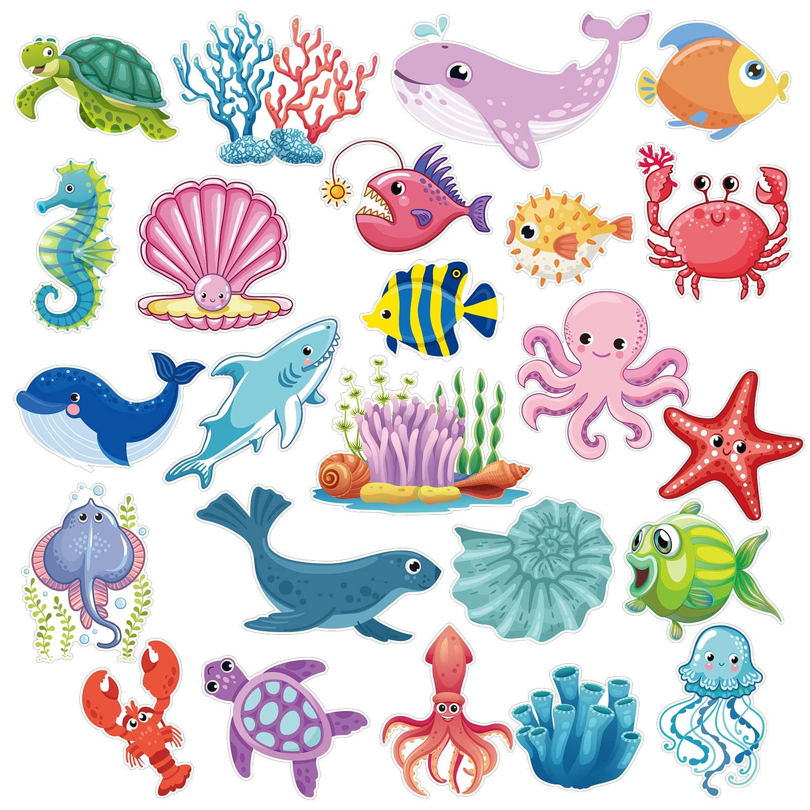 LEIFIDE 24 Pcs Ocean Cruise Door Decorations Magnetic Sea Animal Car Magnets Fish Fridge Magnets for Door Animal Turtle Crab Stickers Reusable Water Resistant Carnival Cruise Party Supplies Favors
