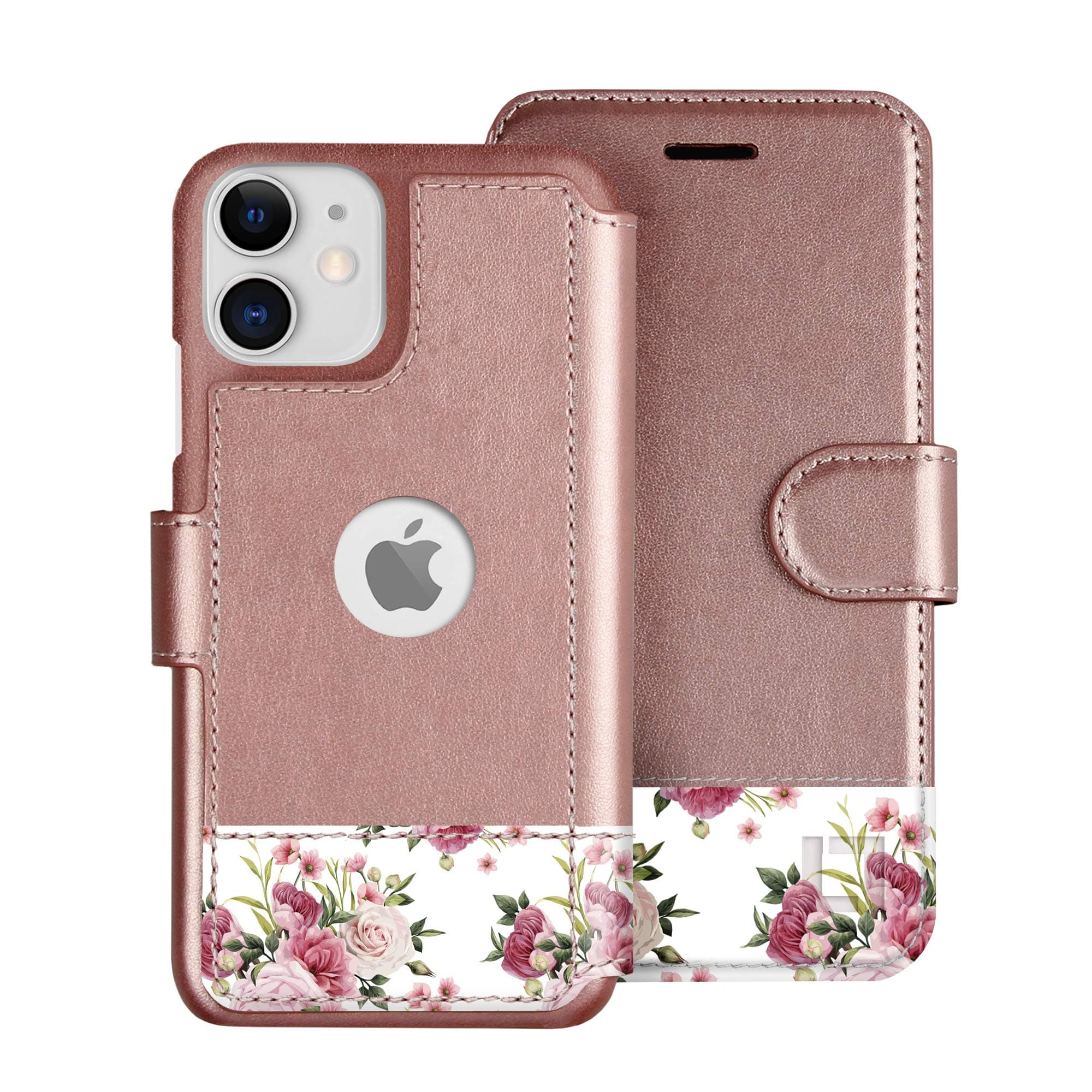 LUPA LegacyiPhone 11 Wallet Case for Women and Men - Case with Card Holder - [Slim + Durable] - Faux Leather -Flip Cell Phone case- i Phone 11 Purse Cases - Floral Charm [Includes Wristlet]