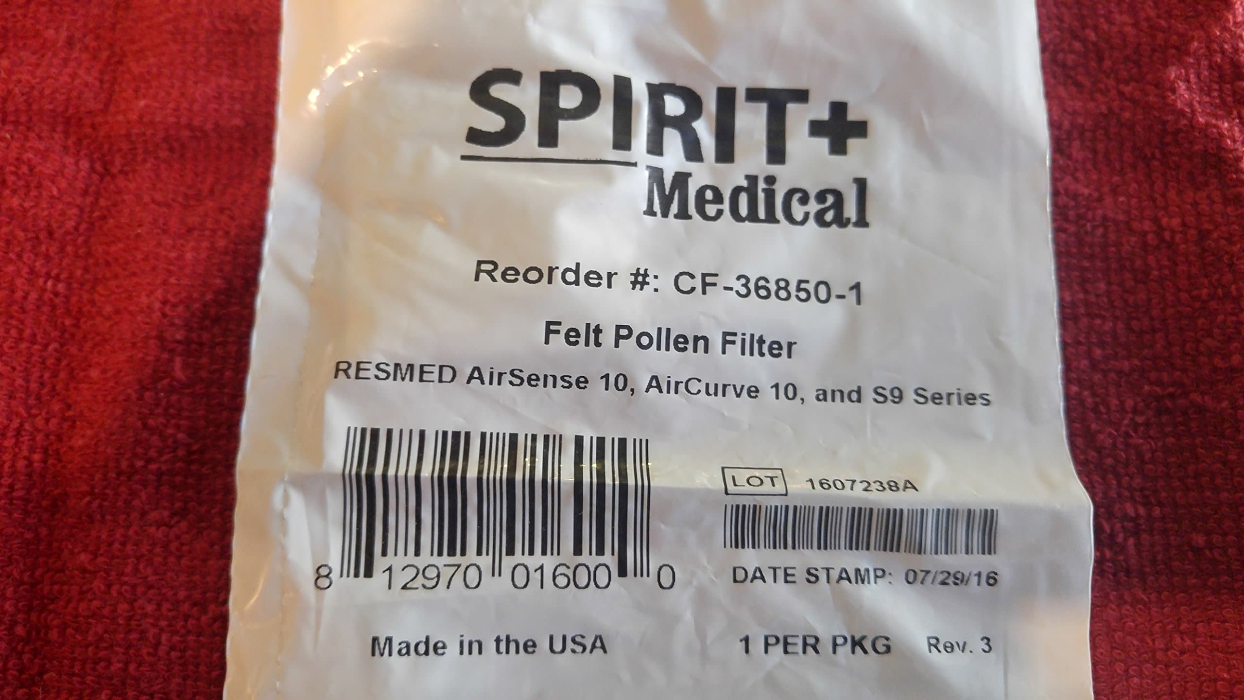 LLCF368501EA - Spirit Medical S9 Filter, Disposable