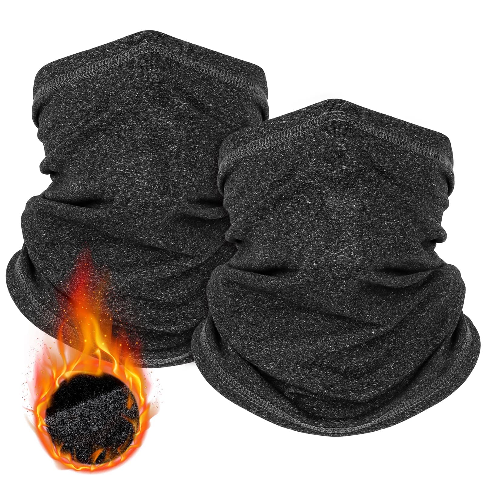2 Pack Winter Neck Gaiter Warmer for Men&Women,Windproof Face Cover Fleece Face Mask Scarf for Cold Weather Sport