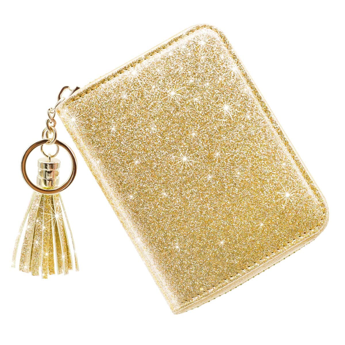 Women's Small Credit Card Wallet RFID Cute Glitter Card Holder for Women, Gold