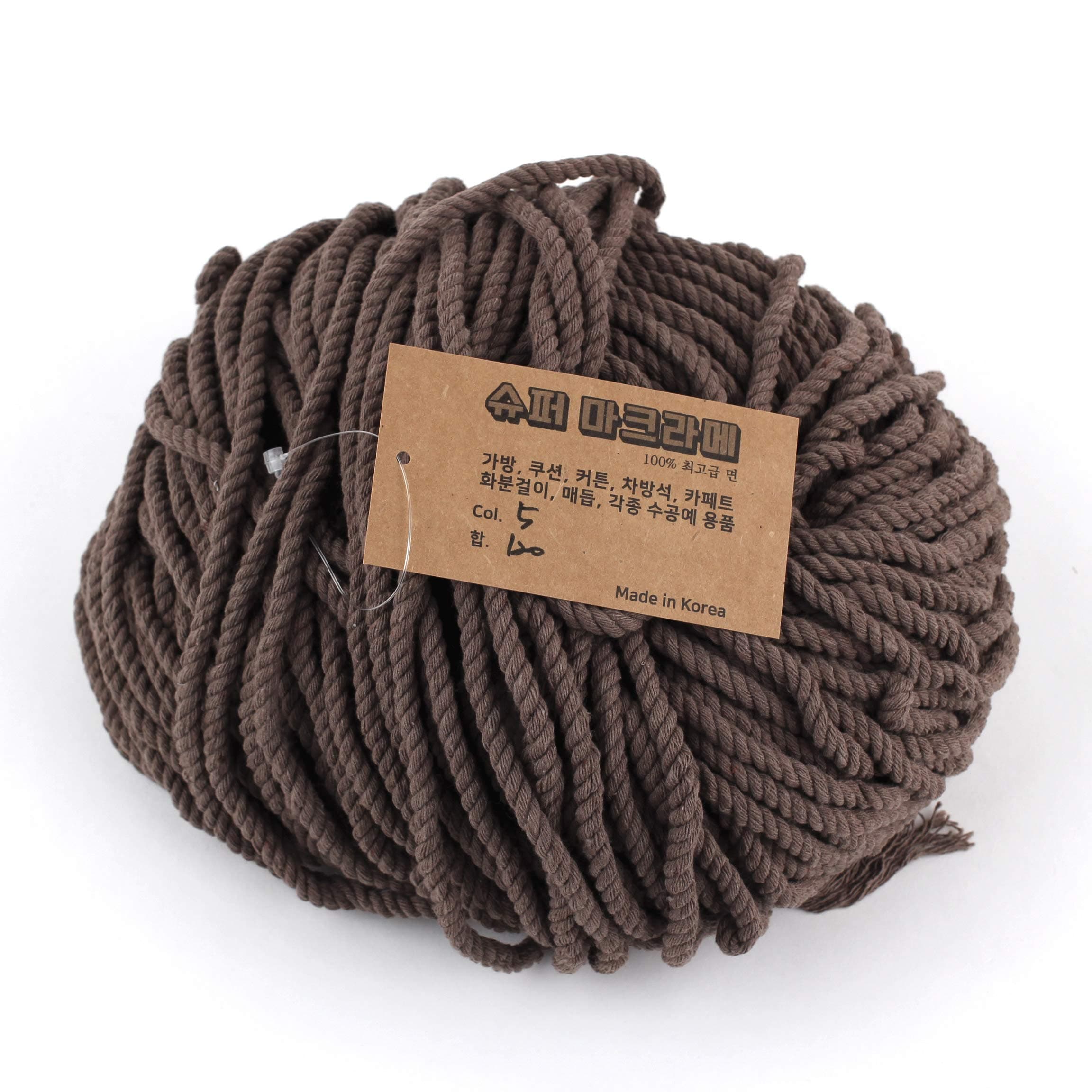 Super Macrame Cord 5mm x 87yd (80m) Cocoa Color Natural Cotton Handmade Wall Hangings Plant Hanger Crochet Dream Catcher DIY Craft Rope