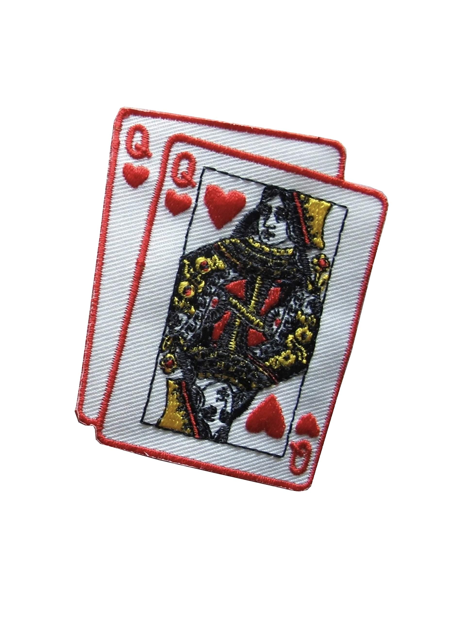 #2792 Poker Card Queen of Hearts Embroidery Iron On Applique Patch by ETDesign (2 1/4" x2 7/8")