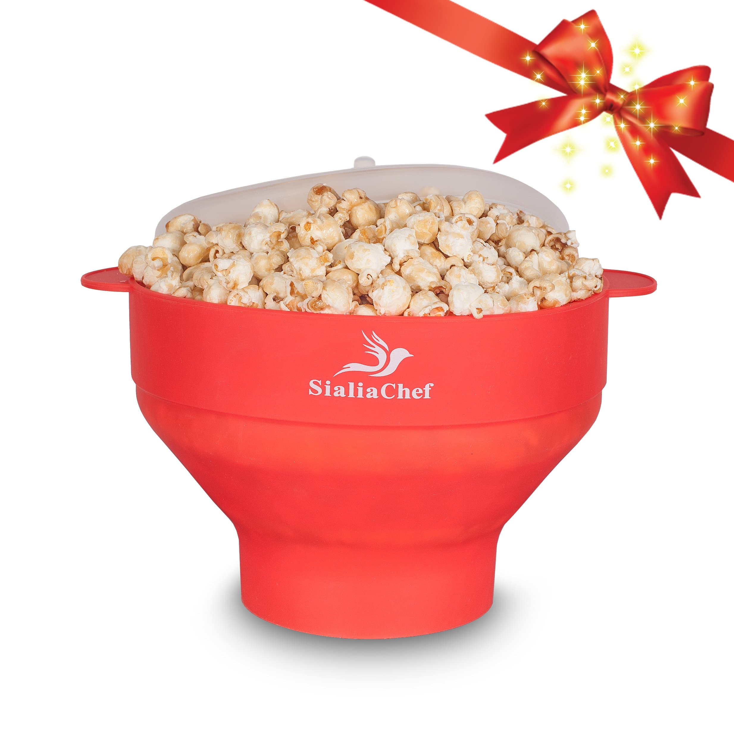 Microwave Popcorn Popper / Popcorn Maker (Red) / Air Small Silicone Popcorn Popper, Foldable Bowl BPA Free - by SialiaChef