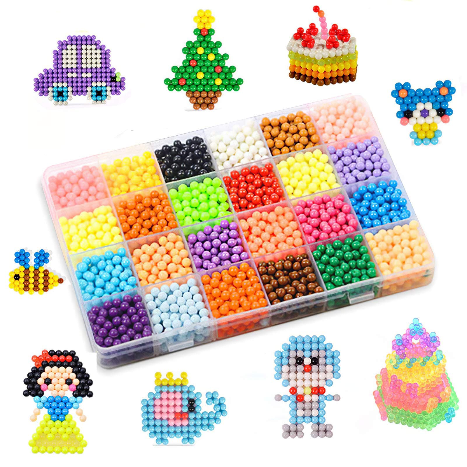 Water Fuse Beads Kit 24 Colors 3600 Beads, 5mm Refill, Compatible with Beados Magic Water Sticky Beads Art Crafts Toys for Kids (3600 Pcs)