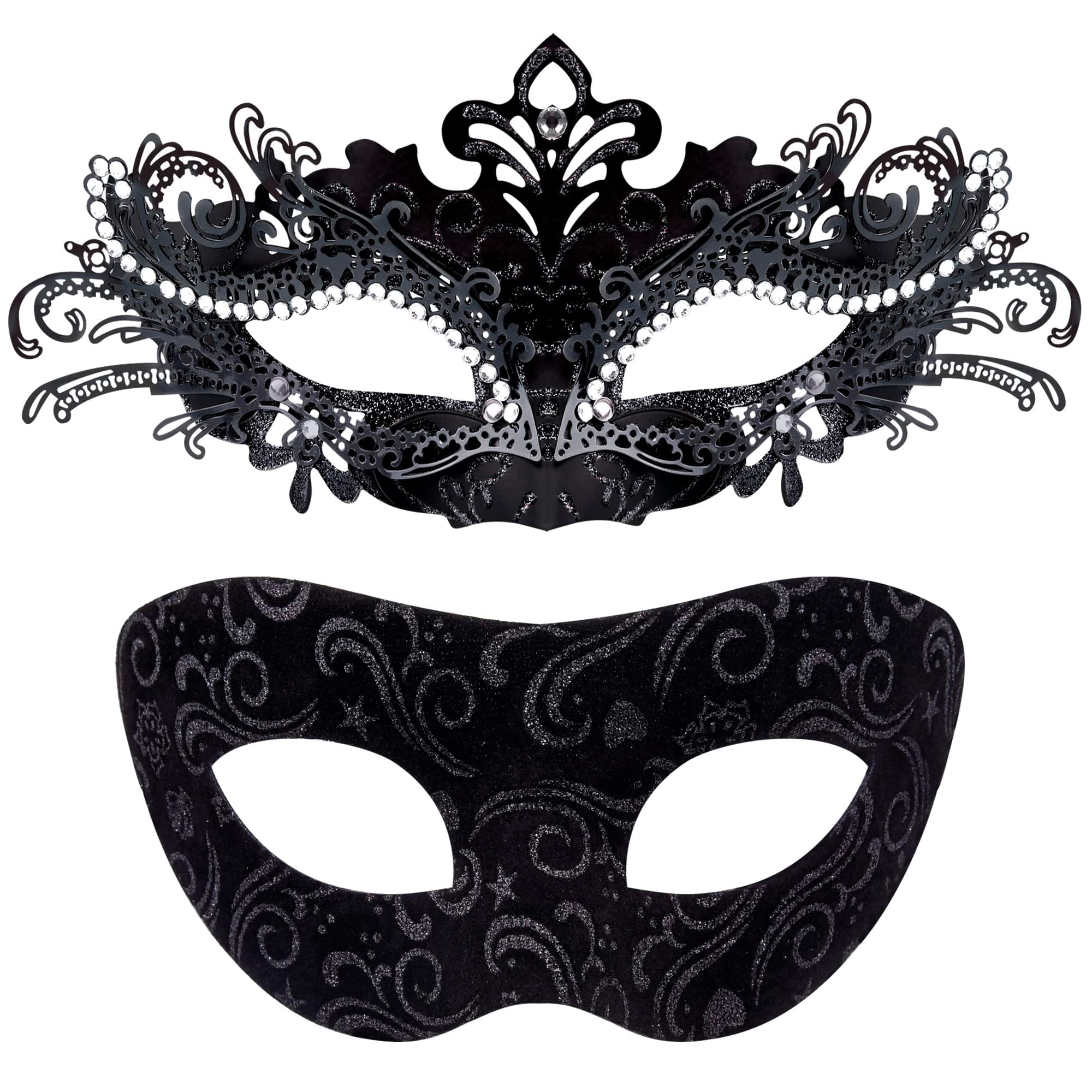 Couple Masquerade Masks Metal Venetian Party Mask Halloween Costume Mask Mardi Gras Mask for Couples Women and Men
