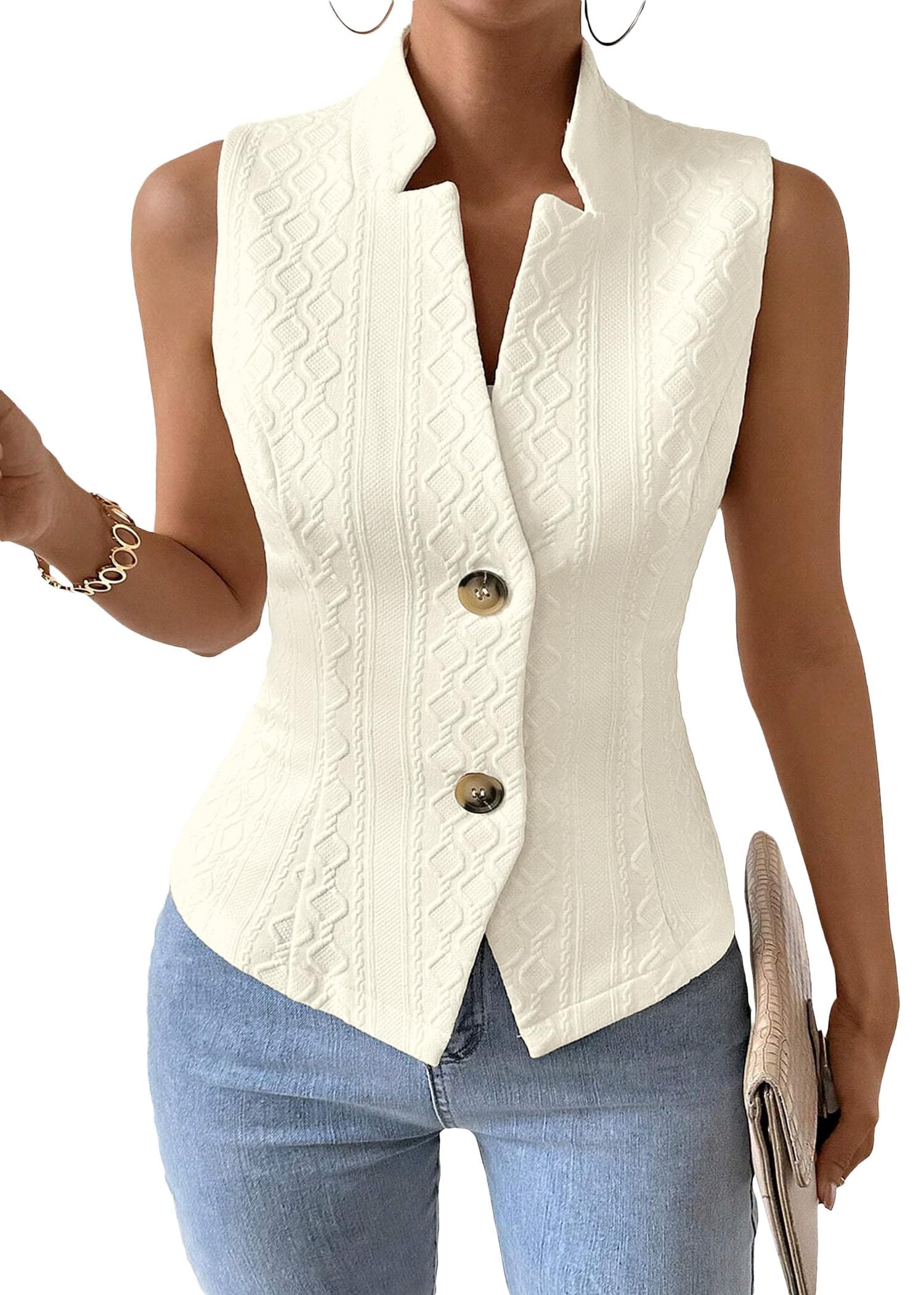 Women's 2026 Summer Sleeveless Vest - Lightweight Knit Stretchy Trendy Casual Work Office Slim Fully Lined Tops