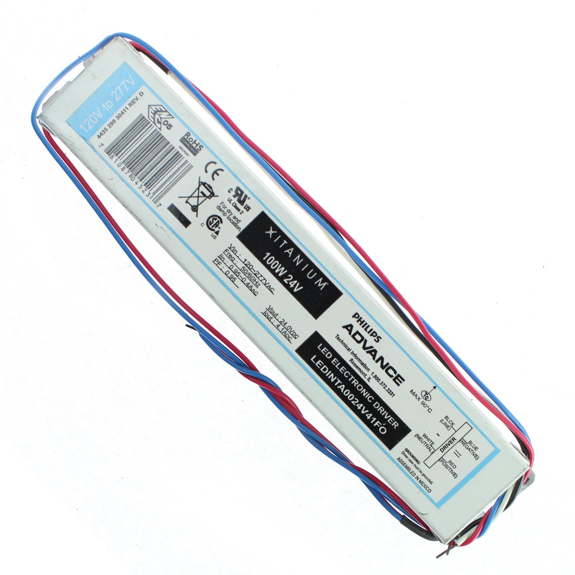 Advance LEDINTA0024V41FO LED Electronic Driver Xitanium 100W 24V 120/277V