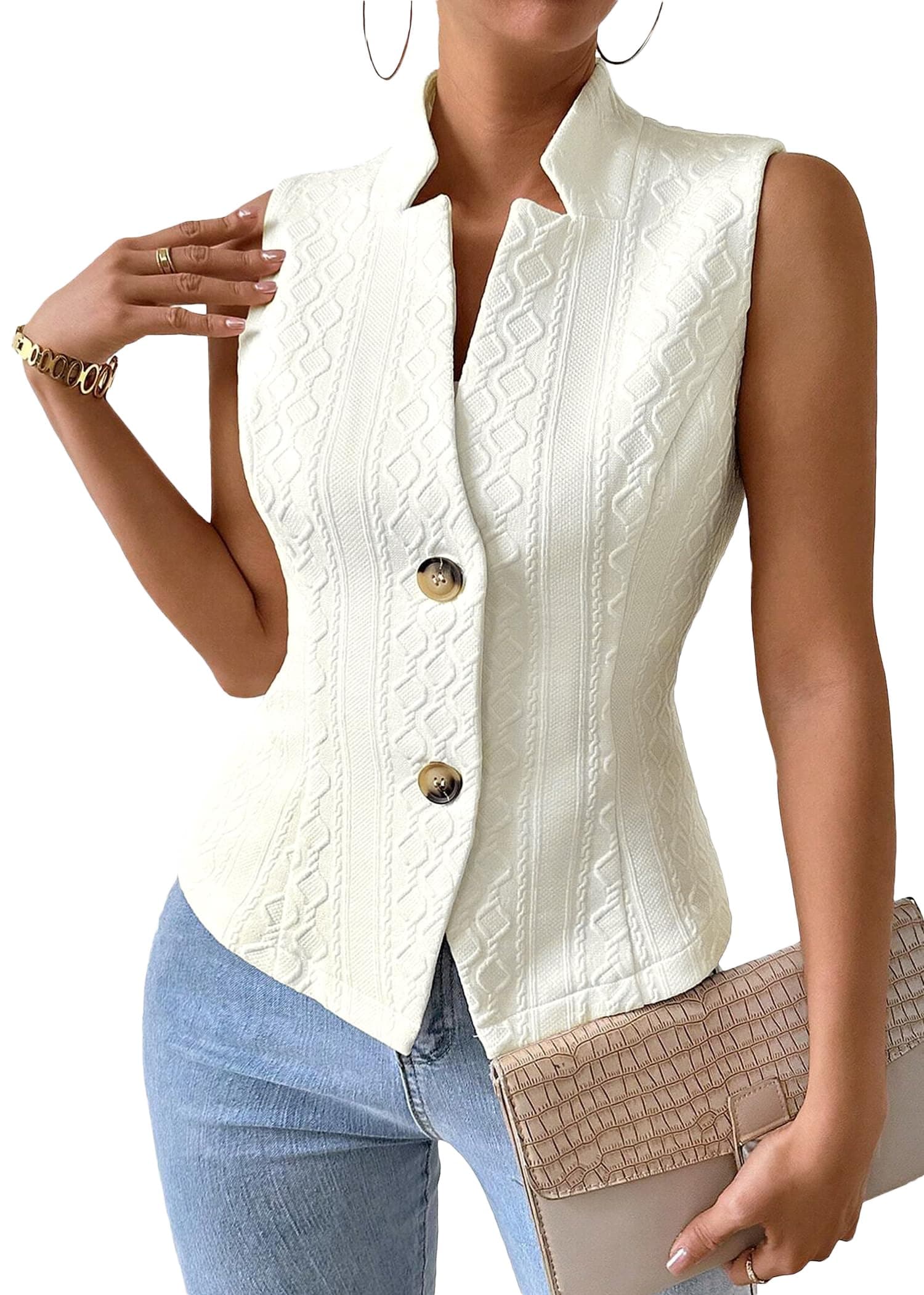 Women's 2025 Winter Sleeveless Sweater Vest Top - Warm Knit Stretchy Lightweight Casual Office Slim Fully Lined
