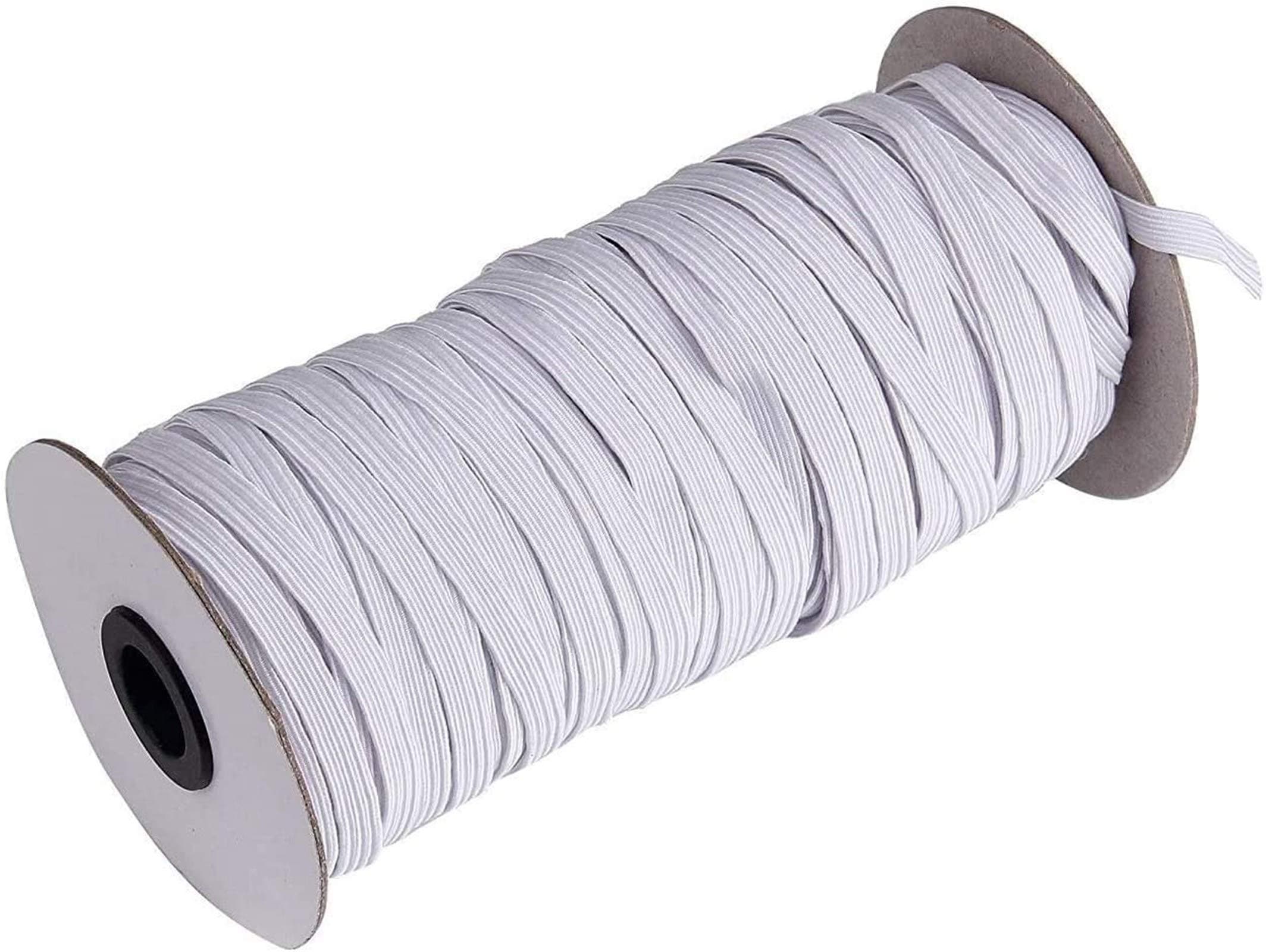 70-Yards Length 1/4" Width White Braided Elastic Cord/Elastic