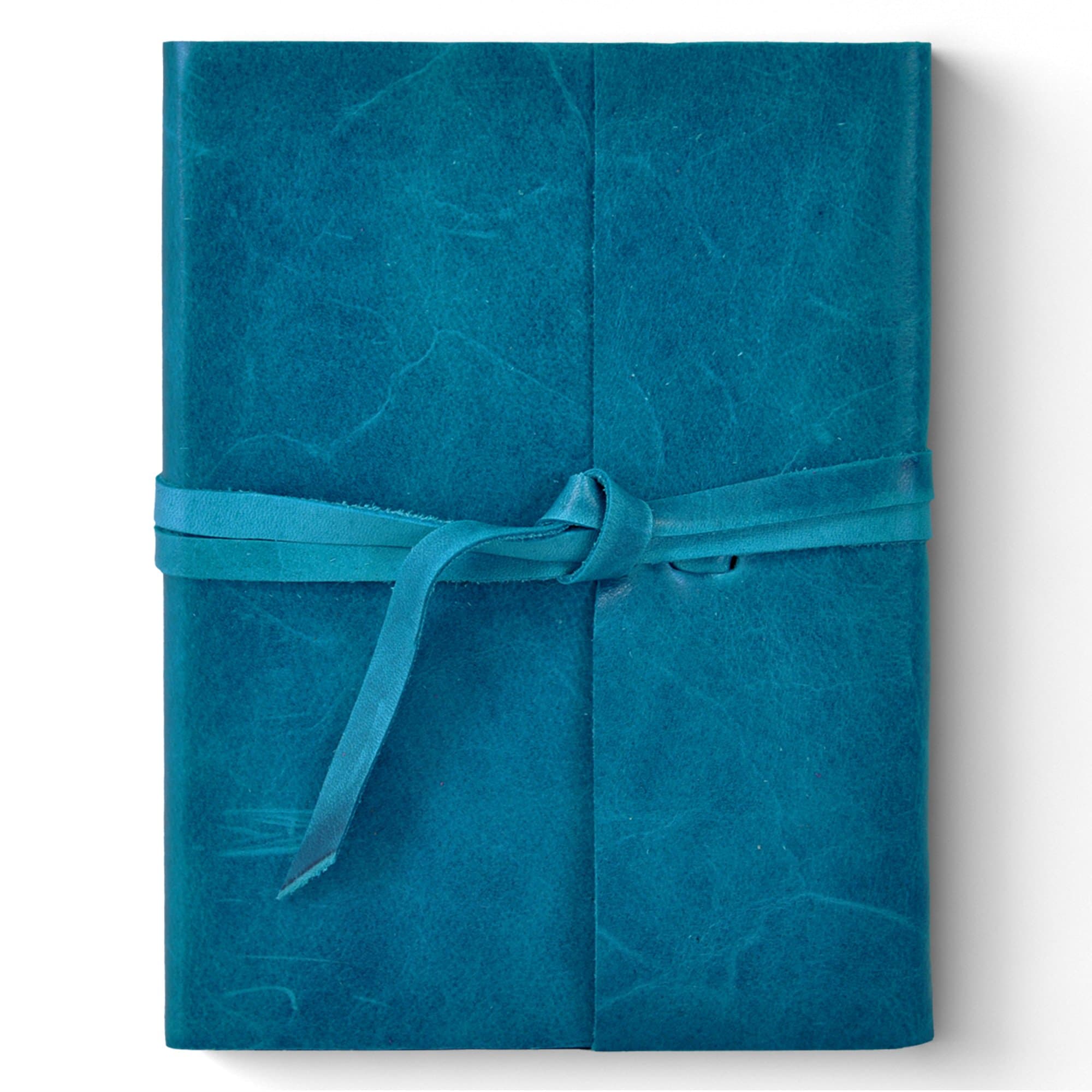 Islander Soft Leather 5 x 7 Journal in Turquoise Blue Features Wrap Closure - Handmade in The U.S.A.