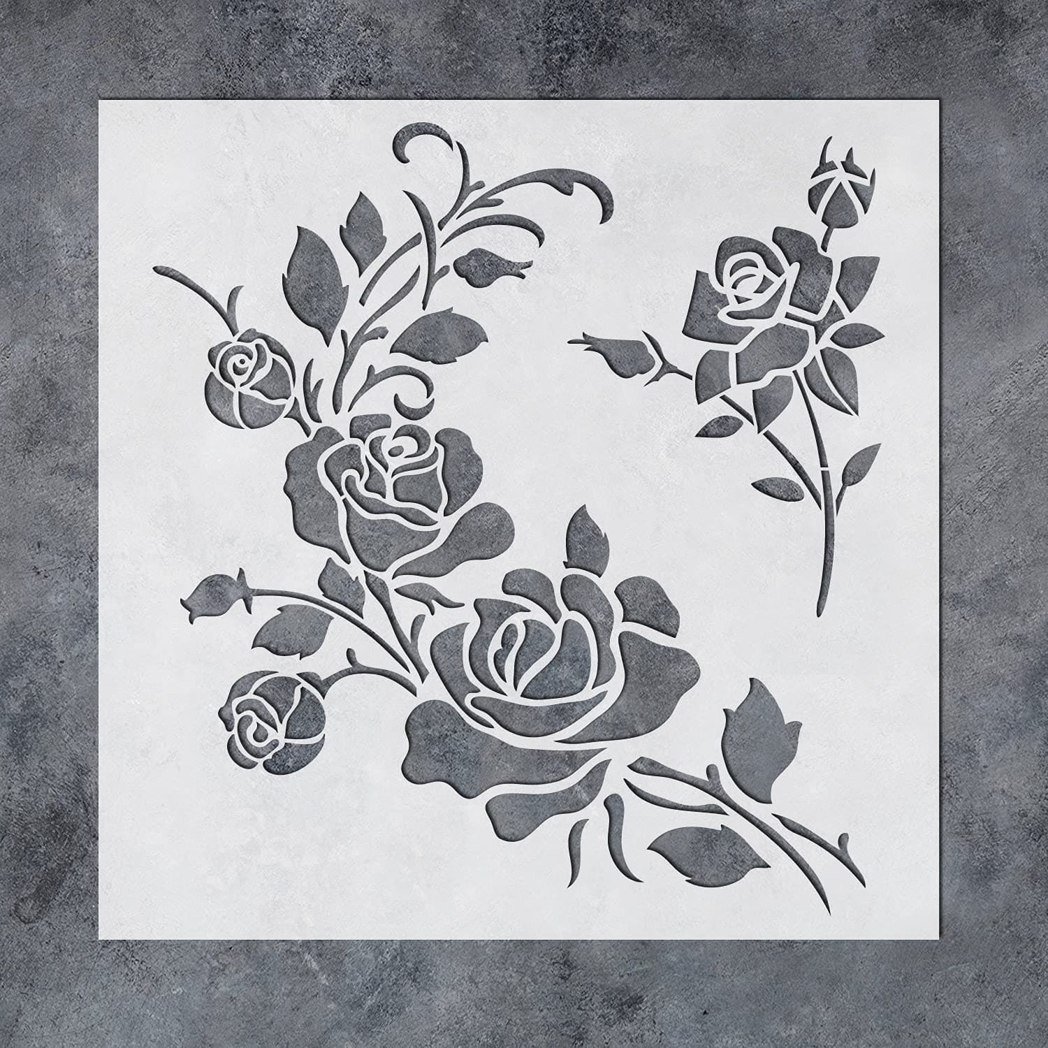 GSS Designs Corner Flower Rose Stencil - Reusable Stencils for Painting on Wood Canvas Wall Furniture - Mylar Stencil for Crafts and Decorations 12x12 Inch