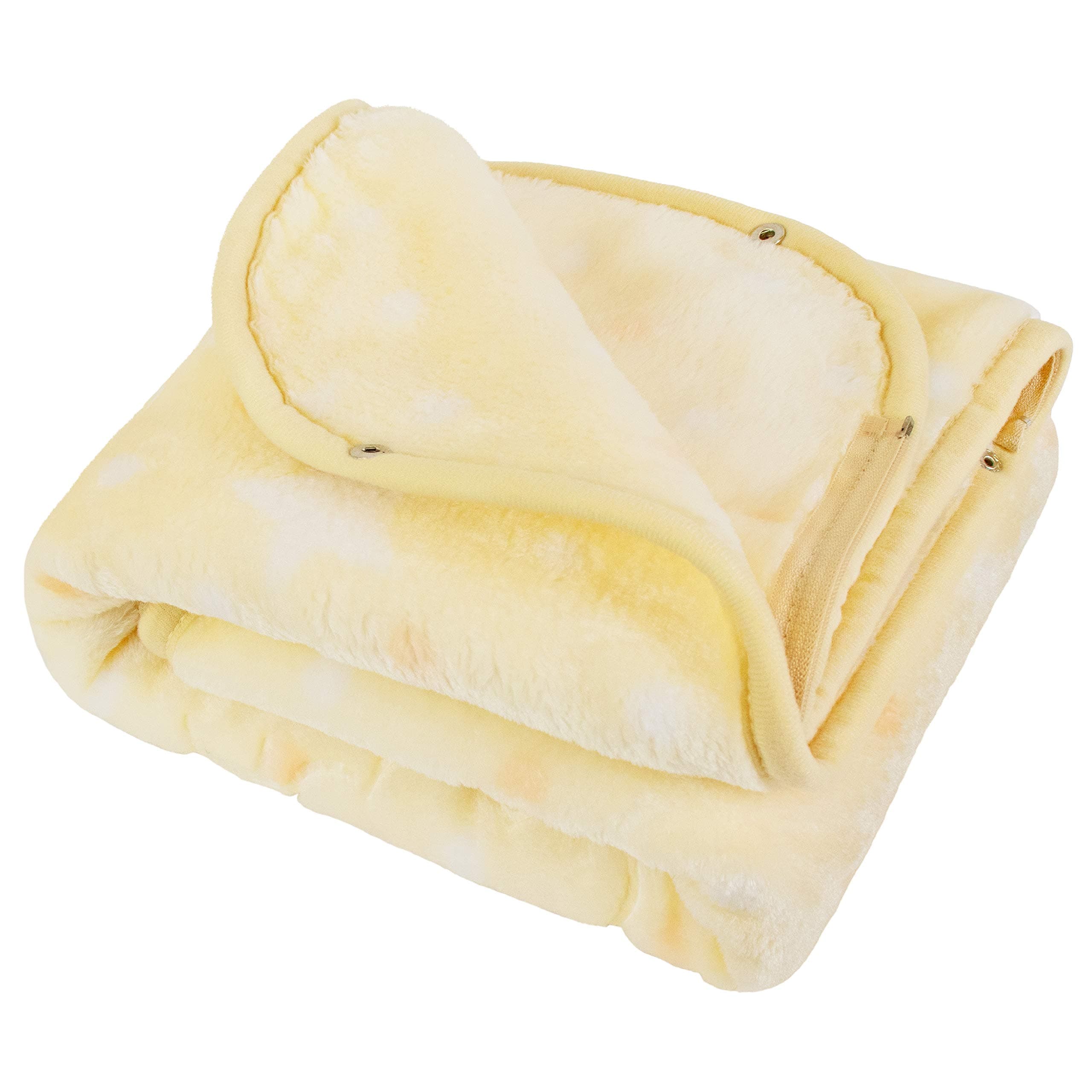 JOIE BEAN Swaddle Blanket Adjustable Baby Wrap | Toddler and Baby Blanket 2 in 1 Sleep Sack Bag | Soft Micro Plush Fleece Infant Sleeping Bag and Wearable Blanket| 35 x 31 Inches Yellow