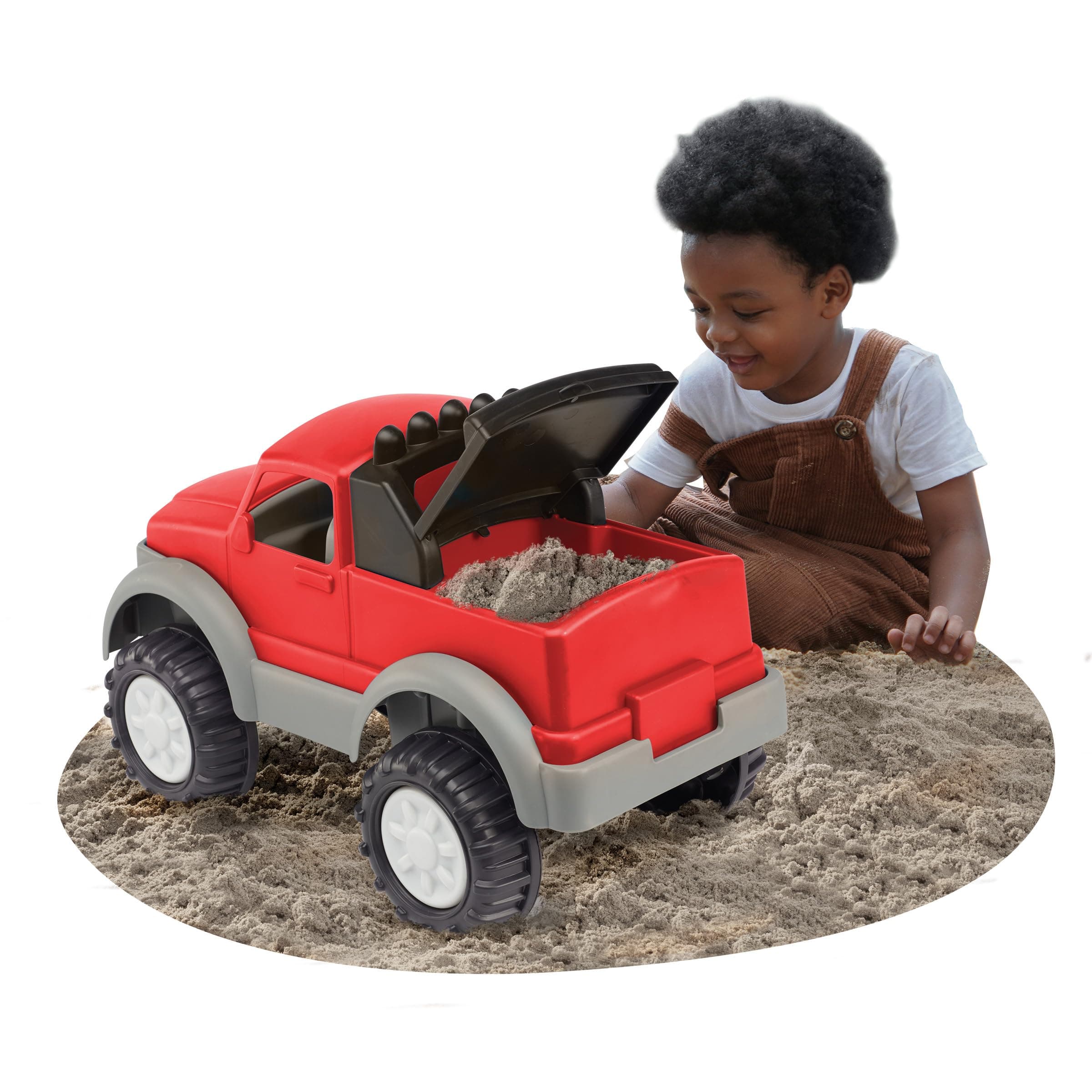 American Plastic Toys Gigantic Pick-Up Truck with Large Bed for Sand, Dirt or Toys, Realistic Tonneau Cover, Knobby Wheels and Metal Axels